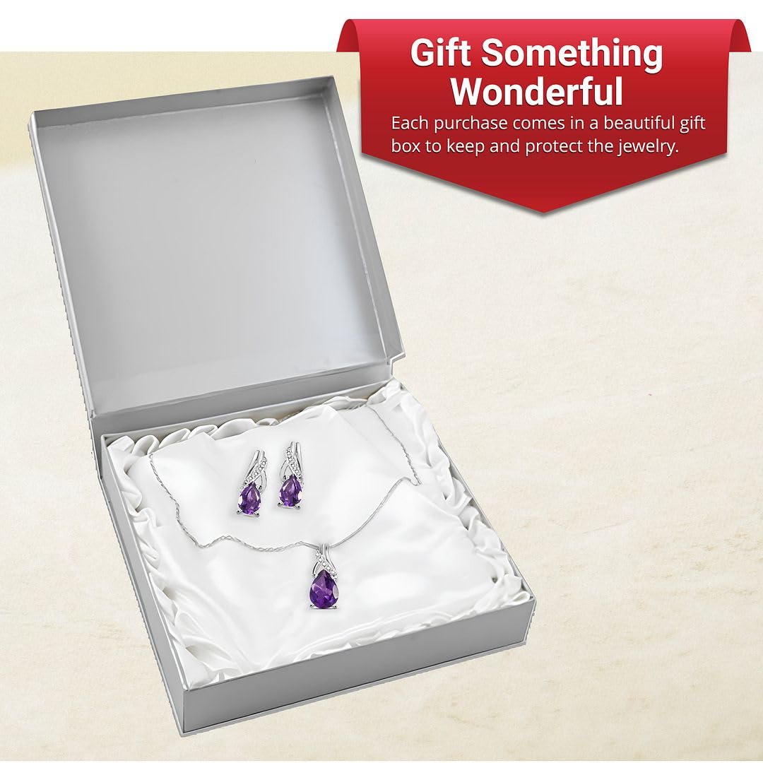 Shop LC Women's 925 Sterling Silver Teardrop Pendant Necklace & Dangle Drop Earrings Set - 20