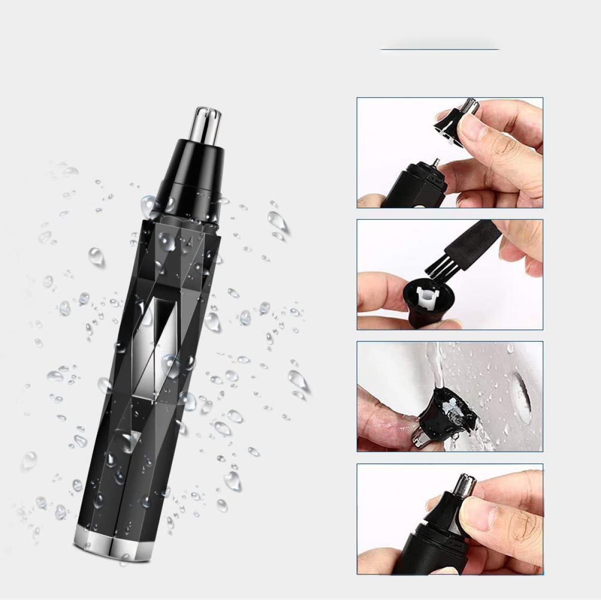 Professional USB Rechargeable Nose and Ear Hair Trimmer for Men & Women - 2-in-1 Painless Design with Water Resistant Dual Edge Blades - Perfect for Travel, Grooming & Personal Care