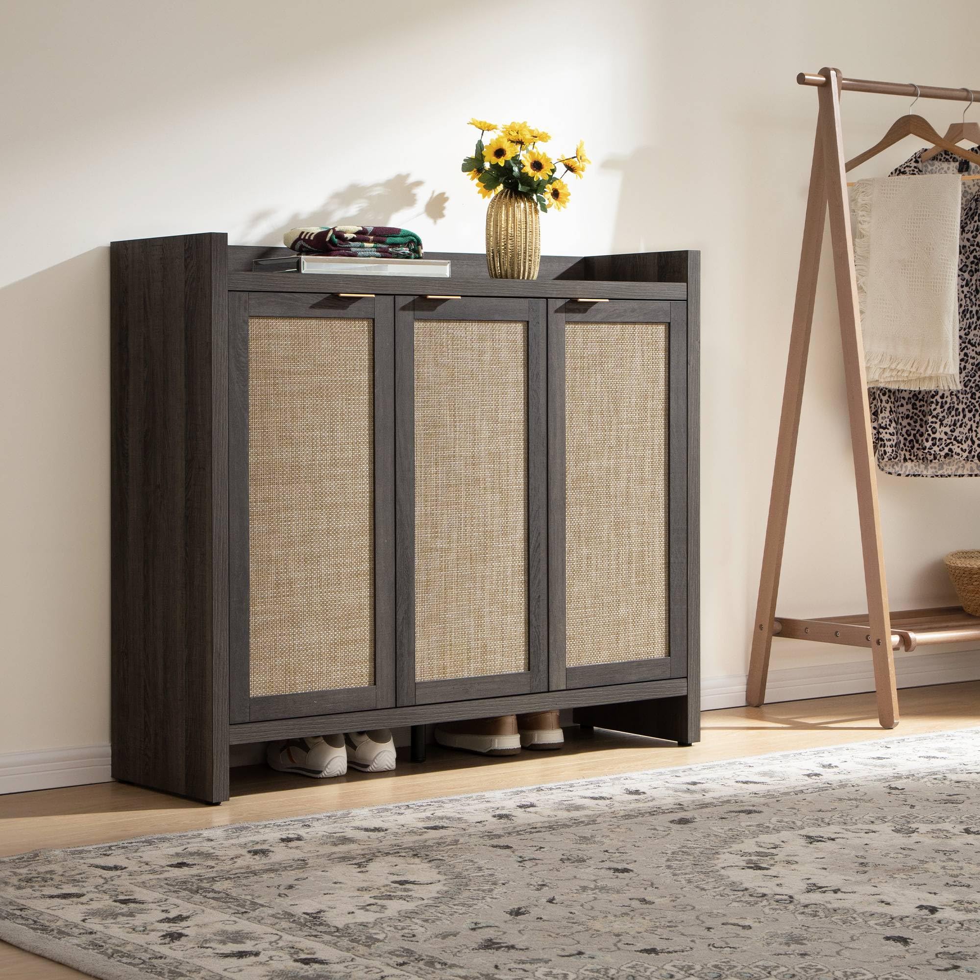 SICOTAS 6-Tier Rattan Shoe Storage Cabinet - 30 Pair Capacity, 41