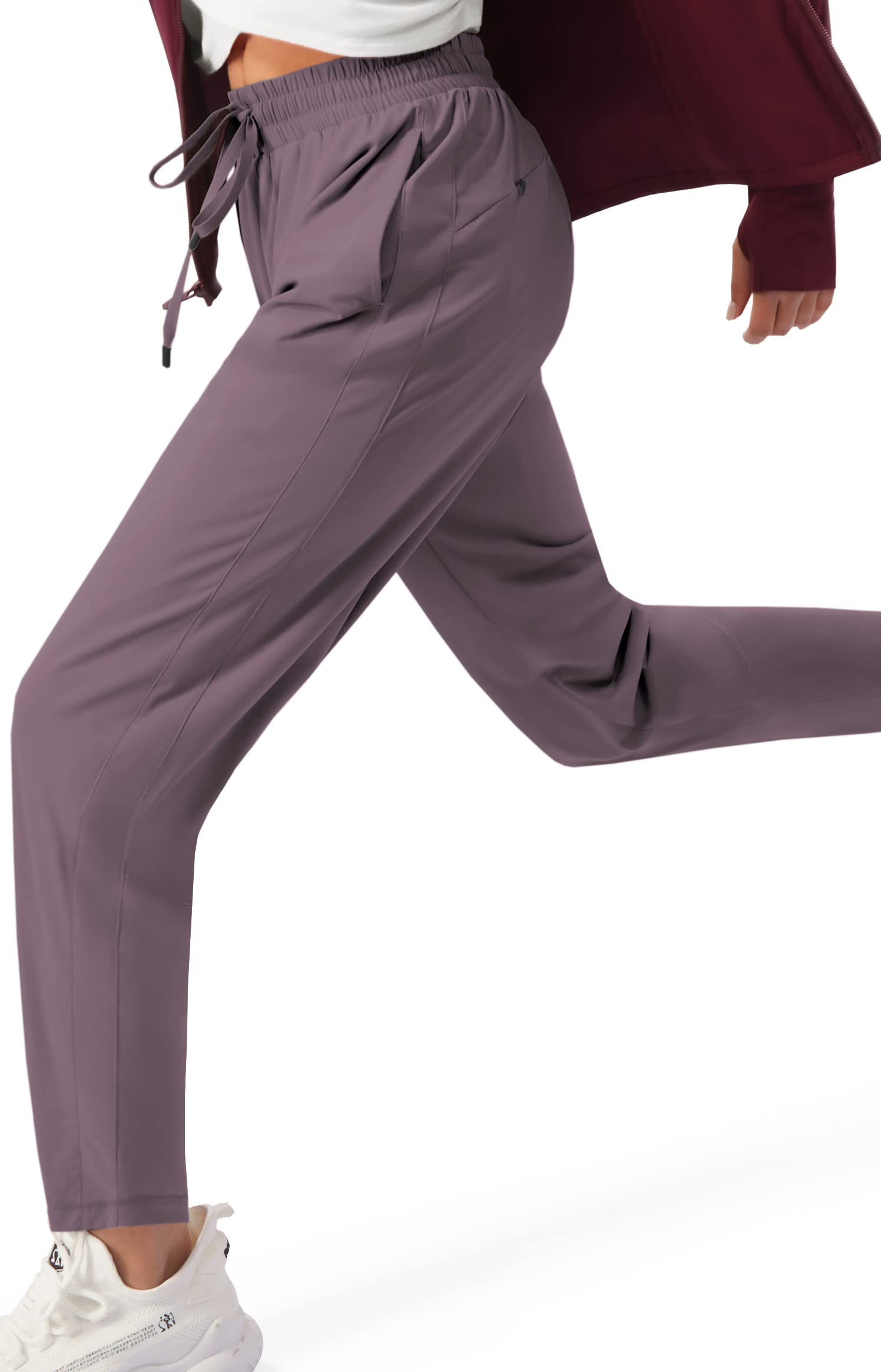 PERSIT Women's Lightweight Joggers with Pockets - High Waisted Quick-Dry 4-Way Stretch Running & Hiking Athletic Tapered Pants for Workout, Yoga, and Casual Wear