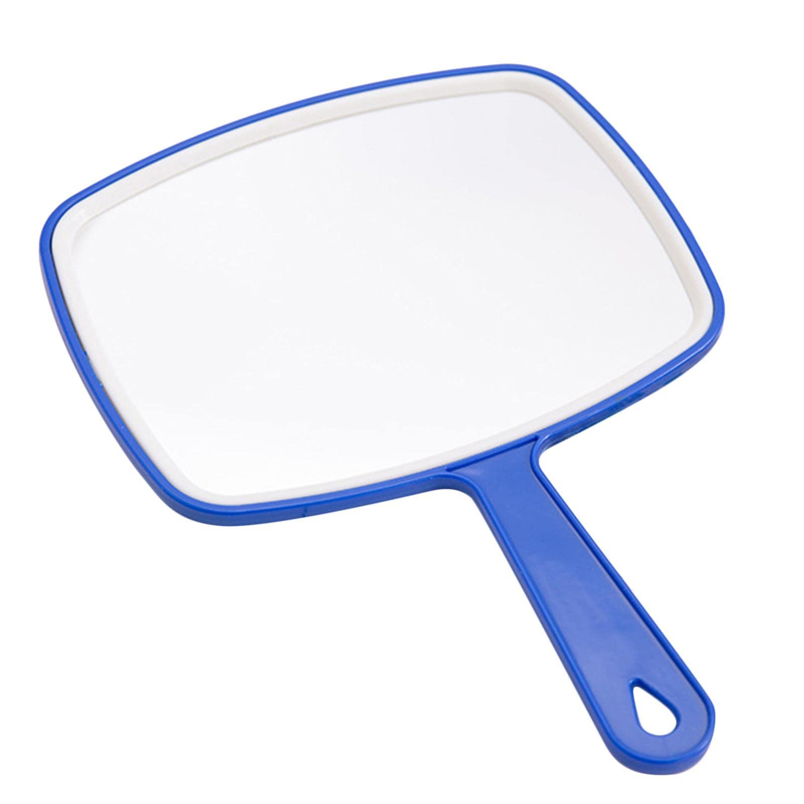 Milageto Rectangular Hand Mirror - Anti-Slip Handle, Silky Smooth Surface, Comfortable Grip - Perfect for Makeup, Hair Styling & Travel (Blue)