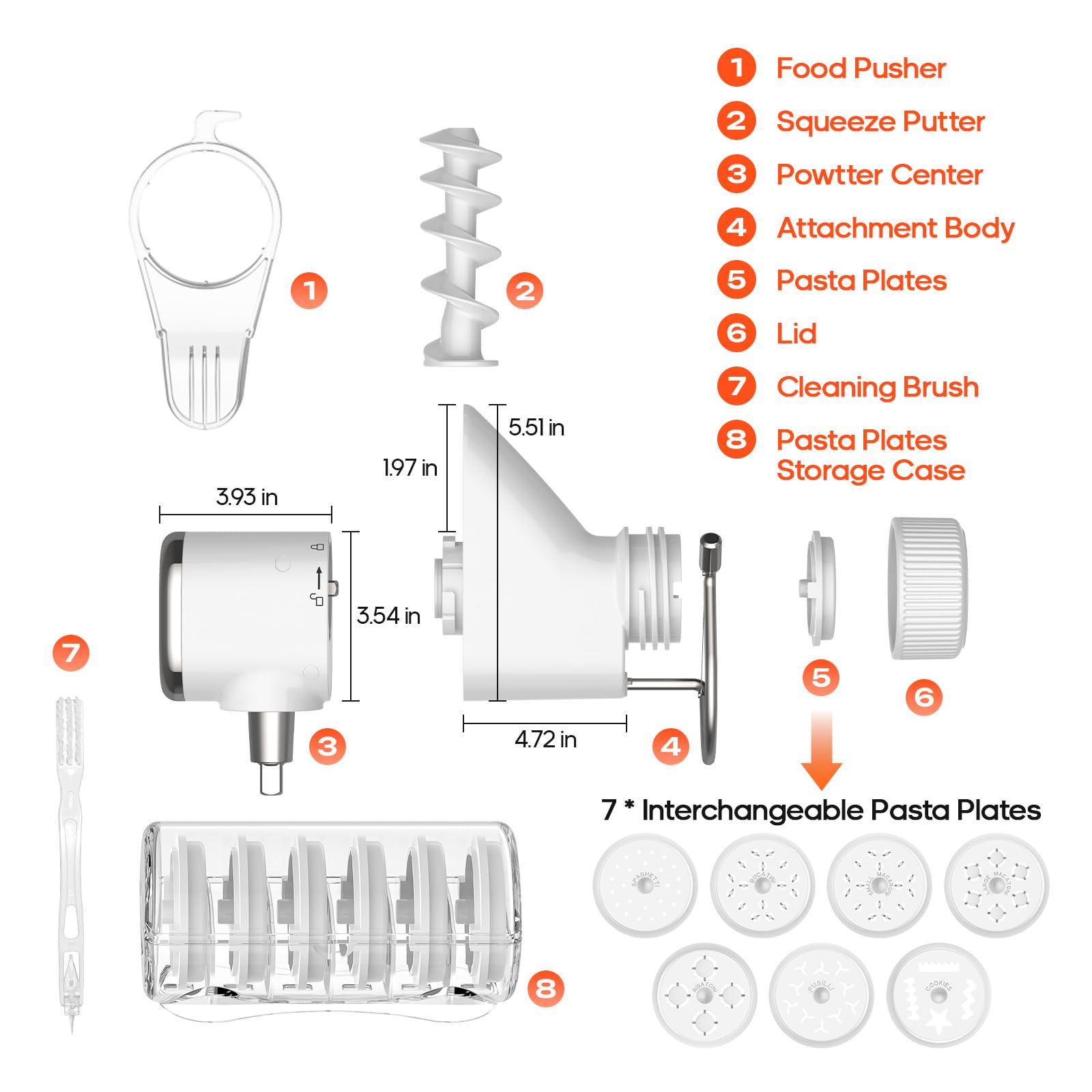 HOZODO Pasta Press Attachment for Kitchenaid Stand Mixers - 7 Interchangeable Plates for Homemade Spaghetti, Fettuccine & More | Perfect for Italian Cuisine, Family Dinners & Restaurant-Quality Meals at Home