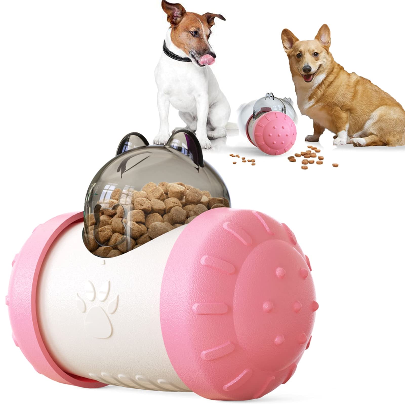 Interactive Dog Puzzle Toys for Treat Dispensing & Slow Feeding - Mental Stimulation & IQ Exercise for Dogs & Cats - Wobble Toy to Keep Pets Busy (Pink) - Perfect for Boredom Relief & Mealtime Enrichment