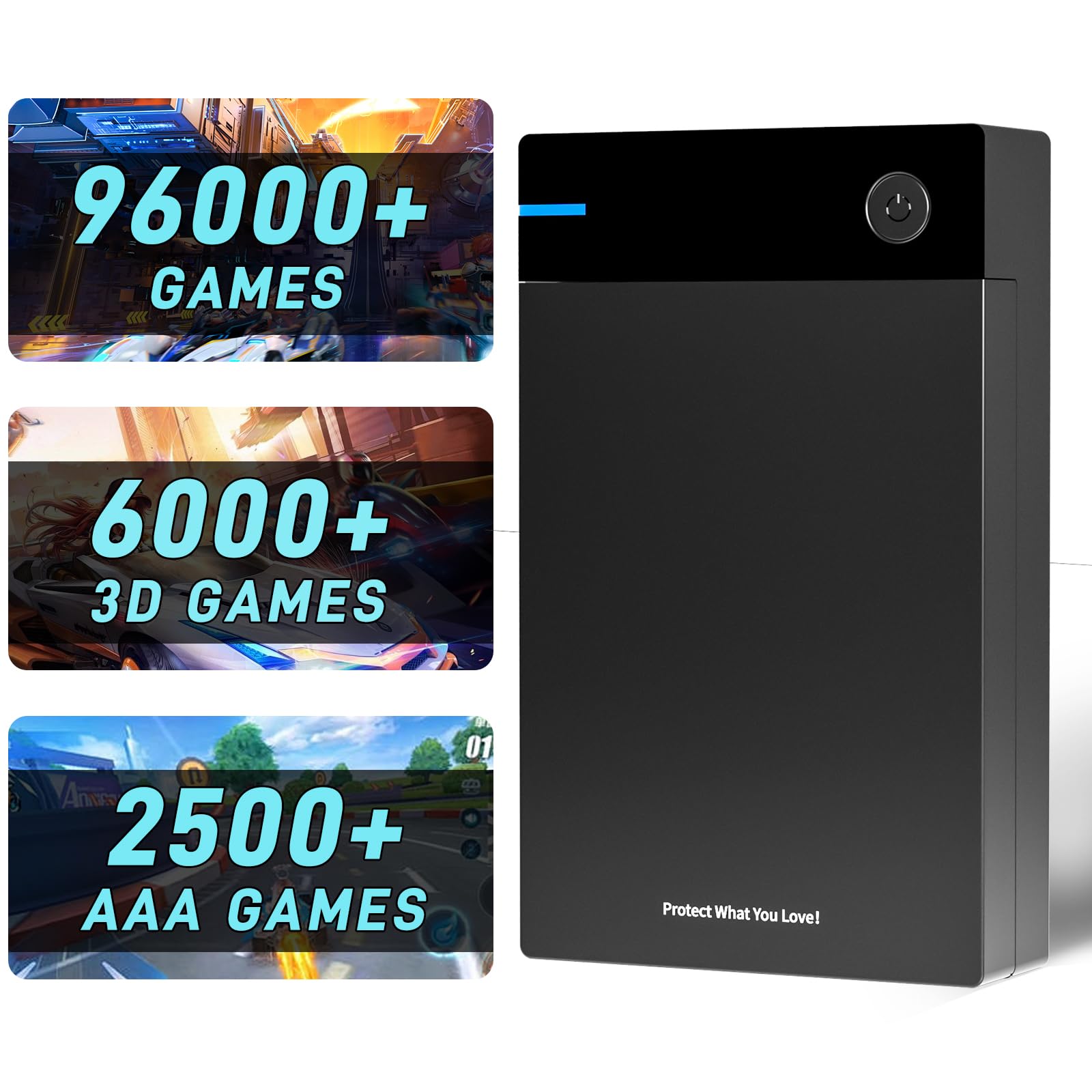 Kinhank 12TB Retro Gaming Hard Drive - 96,000+ Classic Games & 6,000+ 3D Games | Compatible with 400+ Emulators & Windows 7/8/10/11 | Portable External Hard Drive for Retro Gaming Enthusiasts | Perfect for Home Entertainment & Gaming Parties
