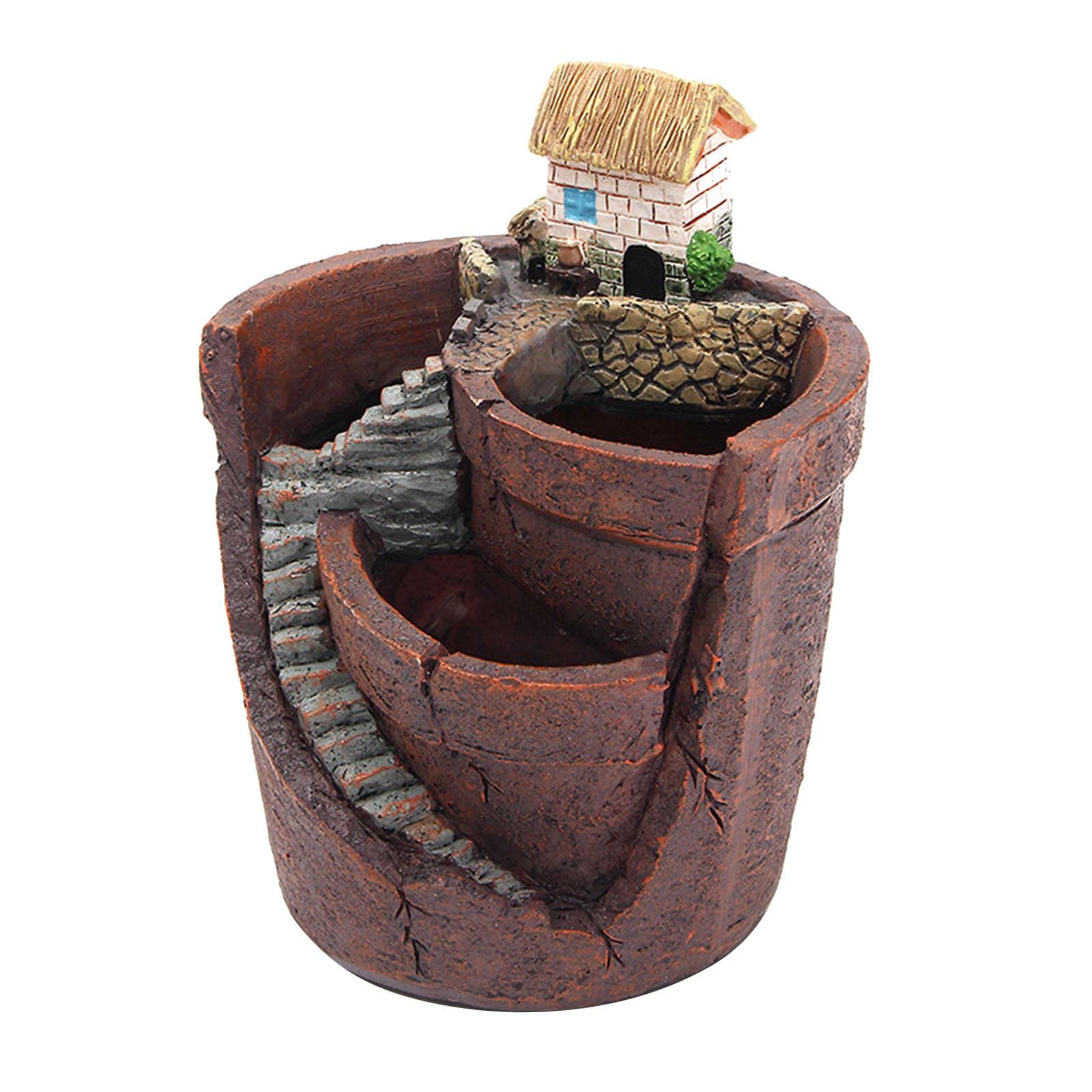 SM SunniMix Creative Mini House Resin Fairy Garden Pot - Decorative Plant Pot with Figurines for Office Desk, Home Decor & Fairy Garden Scenes