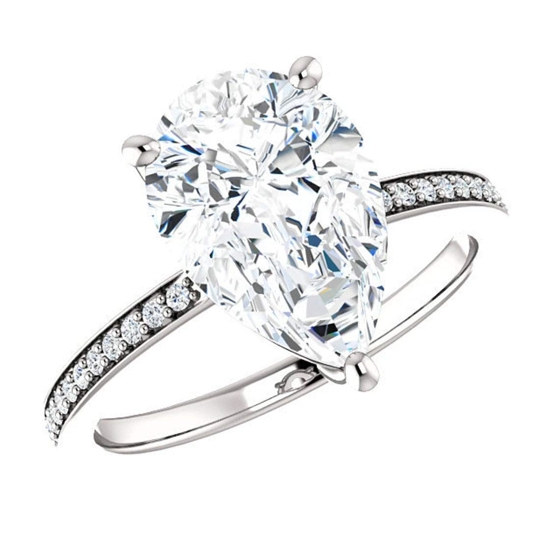 Exquisite Pear Cut 2.10CT Colorless Moissanite Engagement Ring in 925 Sterling Silver - Perfect Wedding Promise Ring, Custom Jewelry for Brides, Anniversary Gifts & Special Occasions