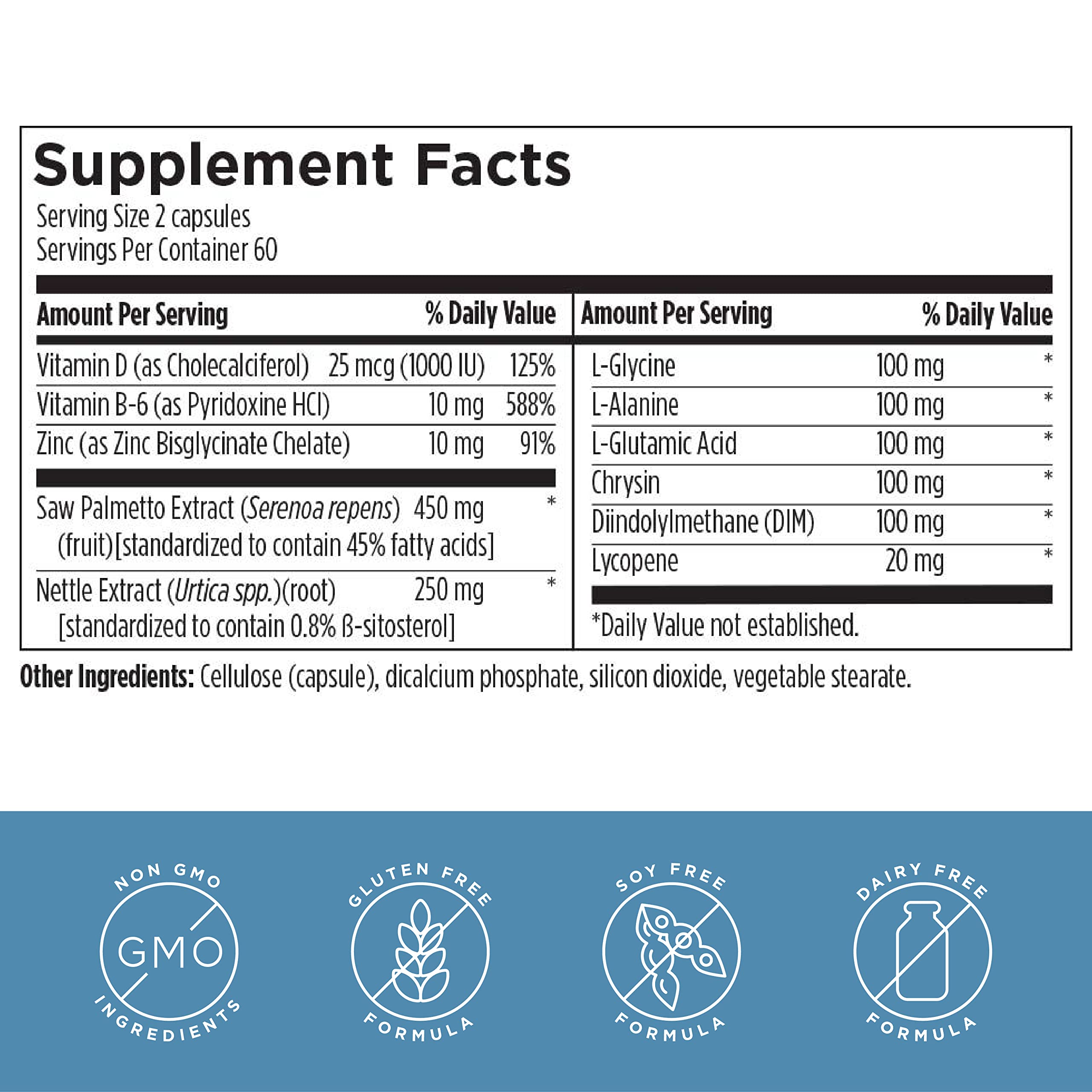 Designs for Health Saw Palmetto Prostate Supplement for Men - Prostate Supreme with Saw Palmetto, DIM, Vitamins, Nettle, Zinc & Chrysin - Non-GMO, Soy Free (120 Capsules) - Supports Urinary Health & Vitality for Active Men