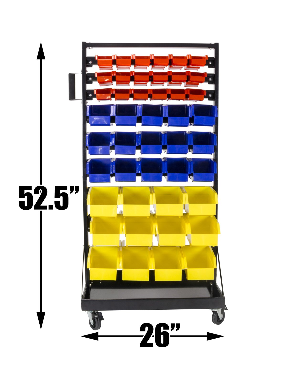 TLPB05 90-Part Bin Shelving Storage Organizer with Locking Wheels - Heavy Duty Garage Shelving Unit for Workshop, Home & Office Organization - Perfect for Tools, Hardware & DIY Supplies Storage
