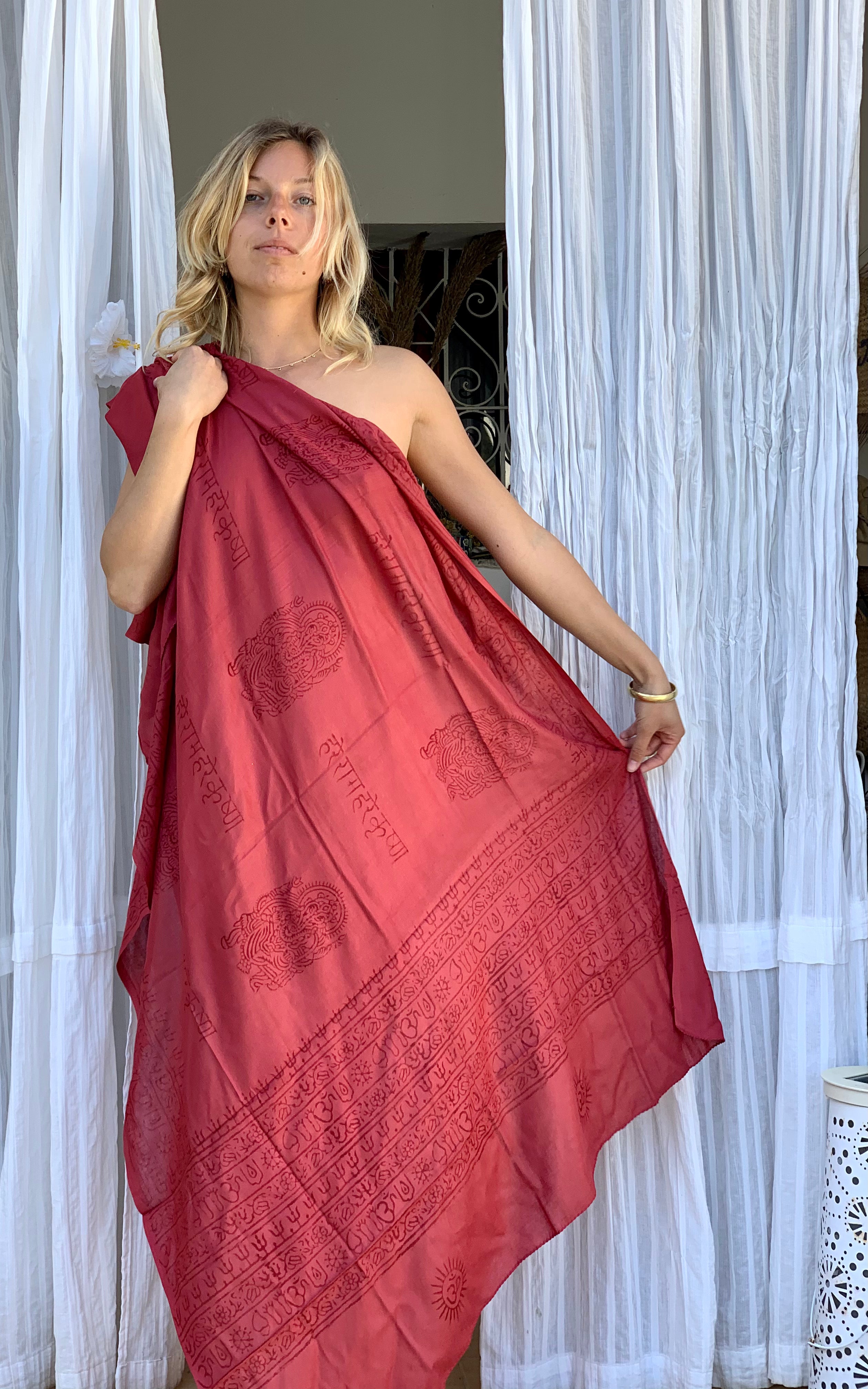 Large Size Om Print Sarong Pareo Shawl - Perfect for Beach, Pool, and Summer Outfits