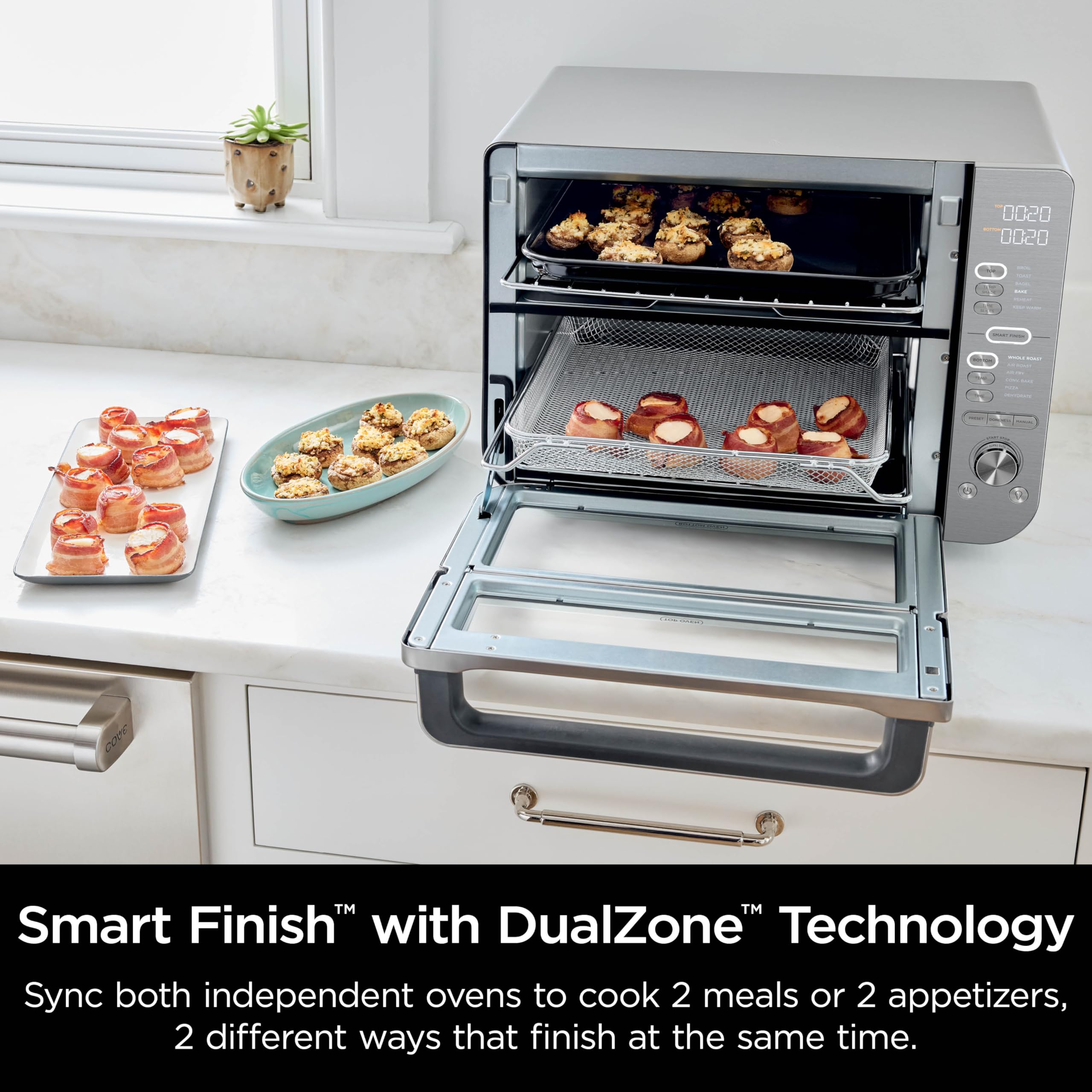 Ninja DCT651 XL Countertop Oven with Air Fryer - 12-in-1 Smart Toaster Oven, DualZone Technology, FlexDoor & FlavorSeal - Bake, Broil, Reheat, Toast - Perfect for Small Kitchens, Dorms & RV Cooking - Stainless Steel Pro Cook System