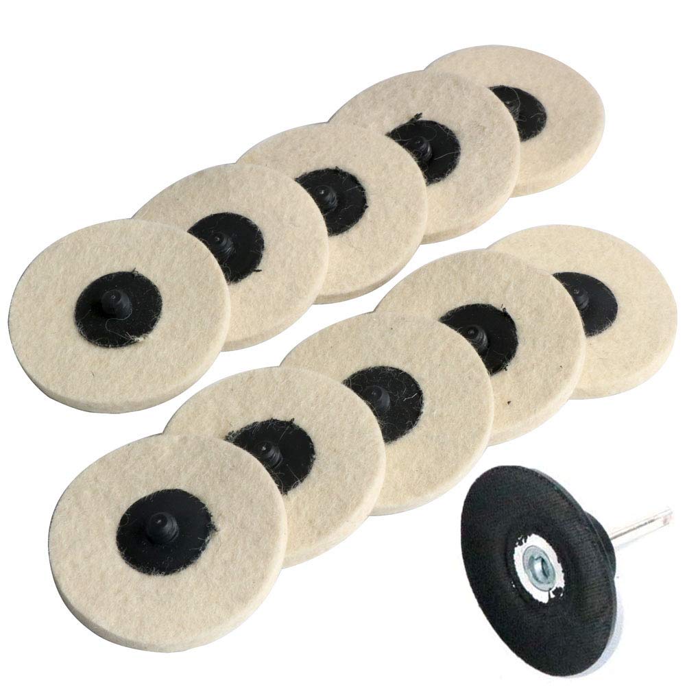 3 Inch 10-Pack Wool Felt Sanding Pads - Quick Change Disc Roll Lock for Surface Polishing & Buffing - Perfect for Woodworking, Metal Finishing & DIY Projects