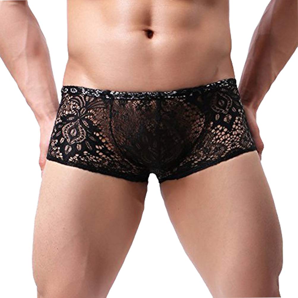 Sexy Lace Boxer Briefs for Men - Sheer See-Through Underwear in M L XL Sizes - Perfect for Valentine's Day, Role Play & Sensual Nights
