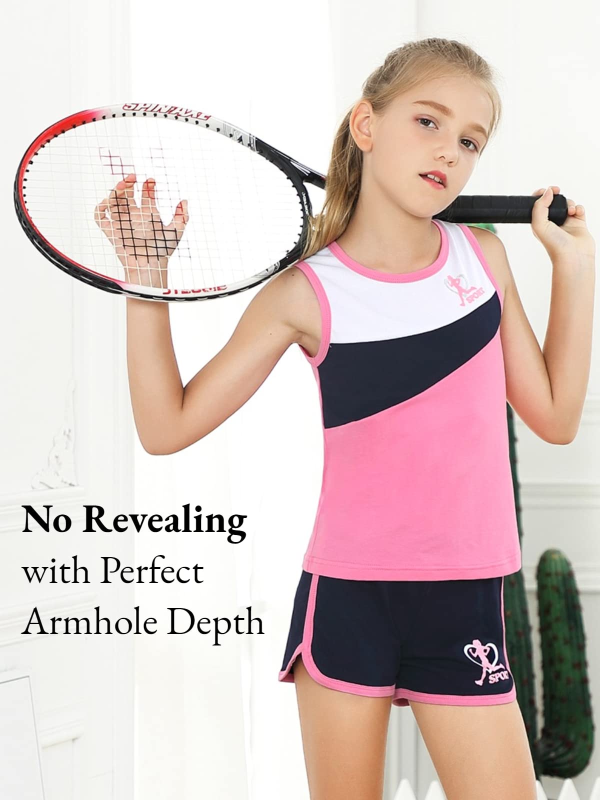 Girls Summer Outfits 2-Piece Set - Cute Tank Top & Dolphin Shorts for Tennis, Running, Playtime | Comfortable Kids Clothes for Outdoor Activities