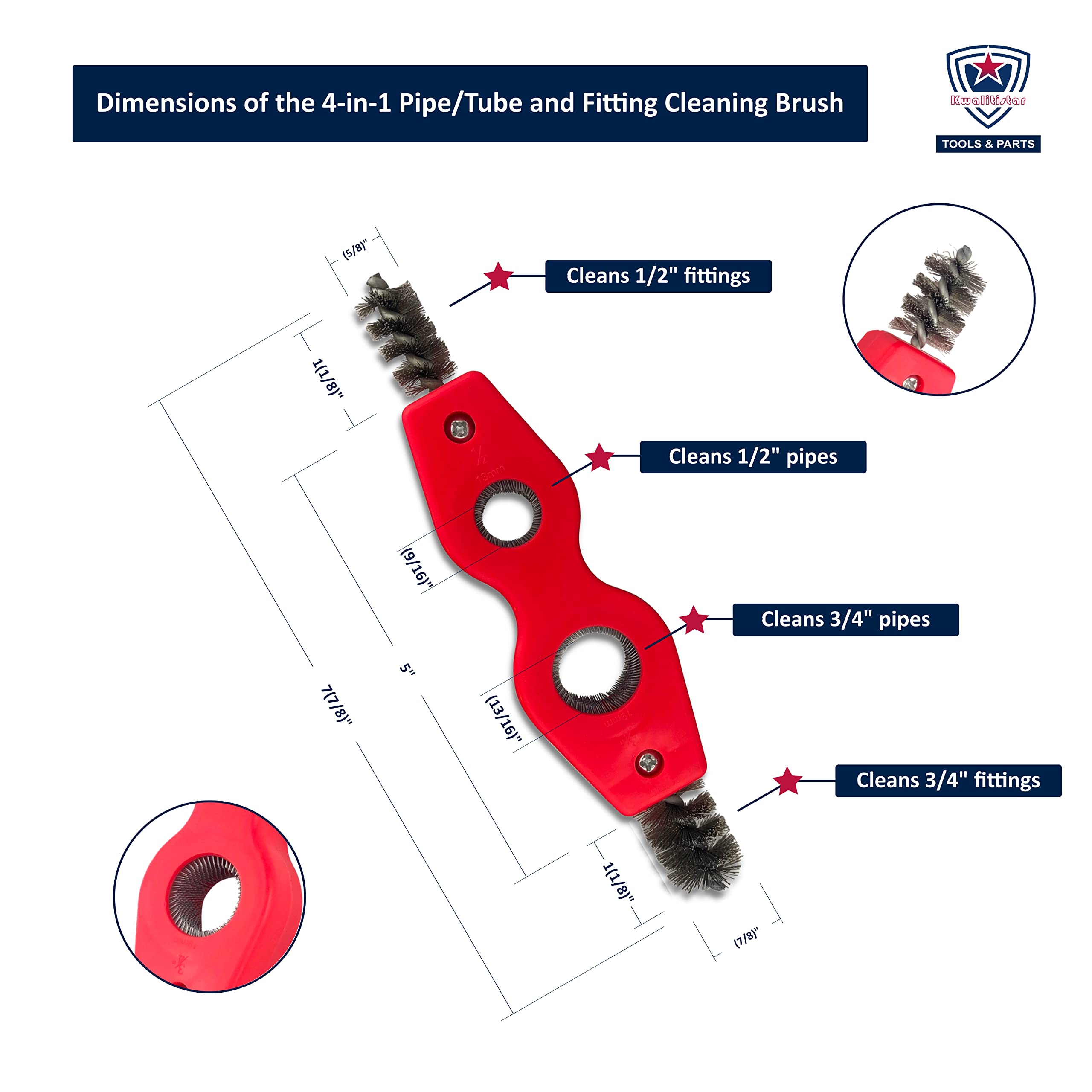 Copper Pipe Cutter & Cleaner Kit (4-PC) for 1/2-3/4 Inch Pipes - Plumbing & HVAC Use