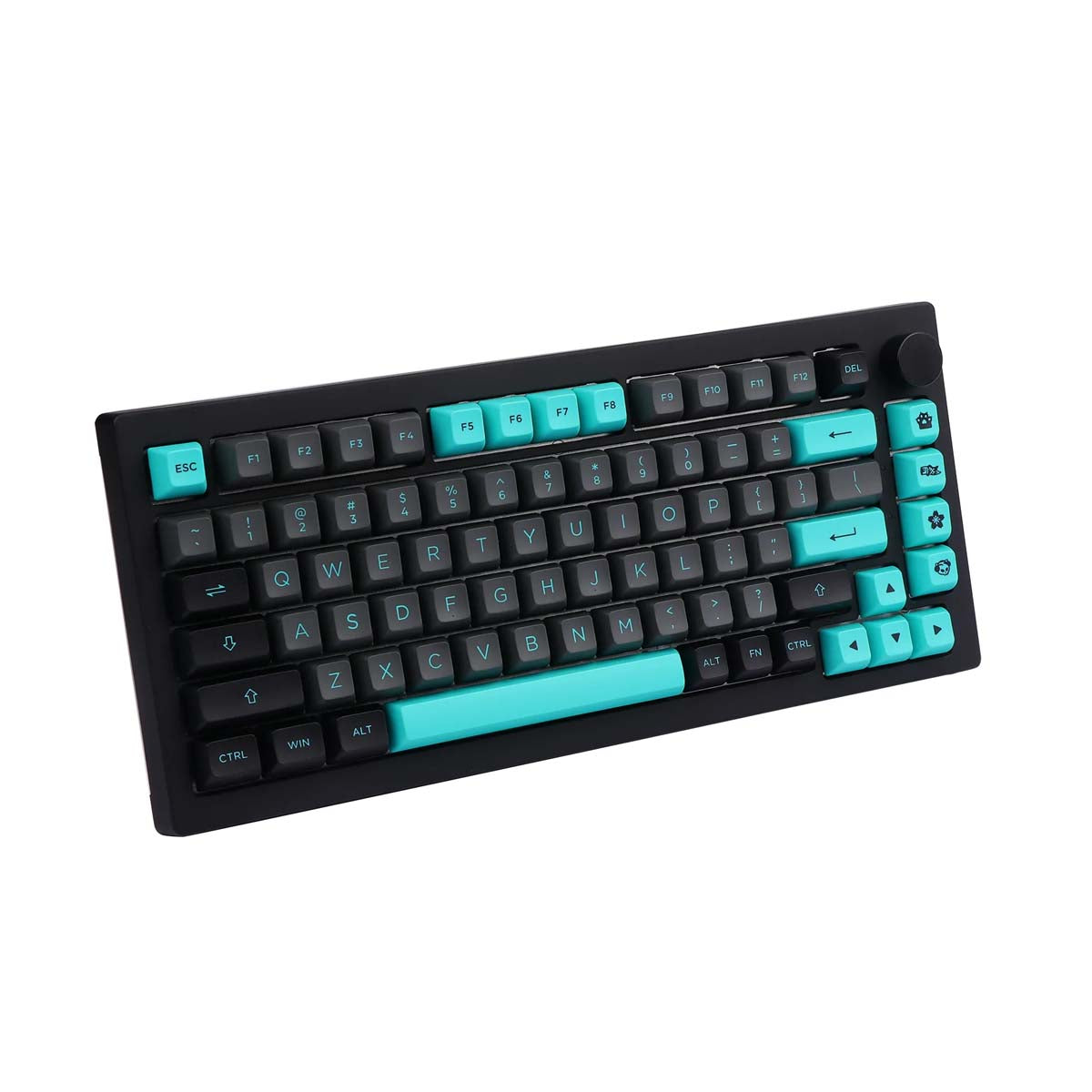 Akko 5075B Plus Wireless Mechanical Keyboard - Hot Swappable, RGB Backlit, CS Silver Switch, Black & Cyan Design for Gaming, Typing & Office Work