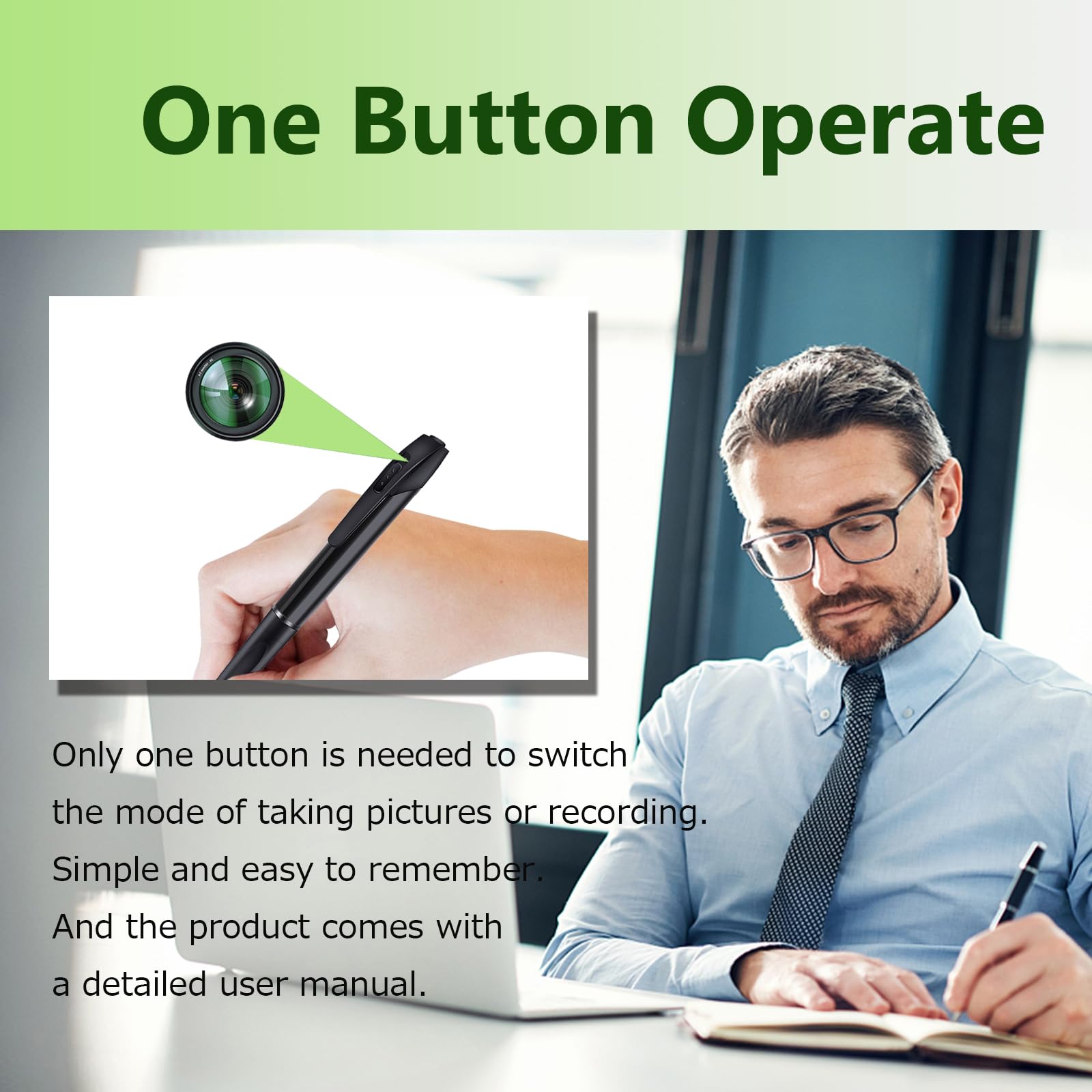1080P HD Hidden Spy Camera Pen - Mini Nanny Cam with Loop Recording & Photo Function for Home Security, Office, Learning & Business - Discreet Surveillance for Meetings, Lectures & Child Monitoring