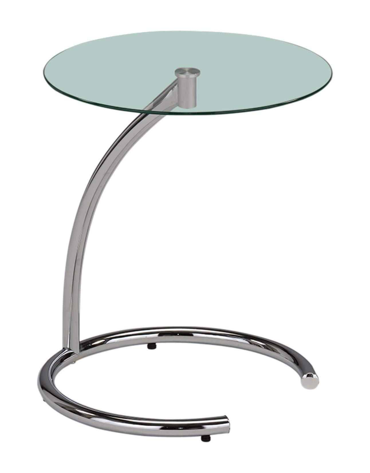 Kings Brand Furniture - Chrome & Glass Modern Accent Side Table | Nightstand, Living Room End Table, Bedside Table for Contemporary Home Decor