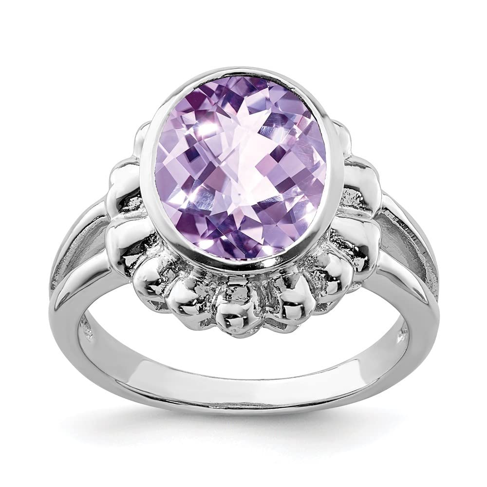 Diamond2Deal 925 Sterling Silver Checker-Cut Pink Quartz Engagement Ring - Size 5 | Elegant Promise Ring for Women, Perfect for Proposals, Anniversaries & Valentine's Day Gifts