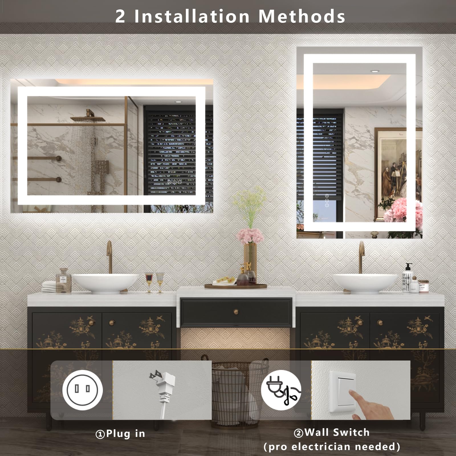 28x36 Inch LED Bathroom Mirror with Dimmable Front & Backlit Lights - Anti-Fog, Shatterproof Vanity Mirror for Wall Mounting - ETL Certified (Perfect for Makeup, Shaving & Home Decor)