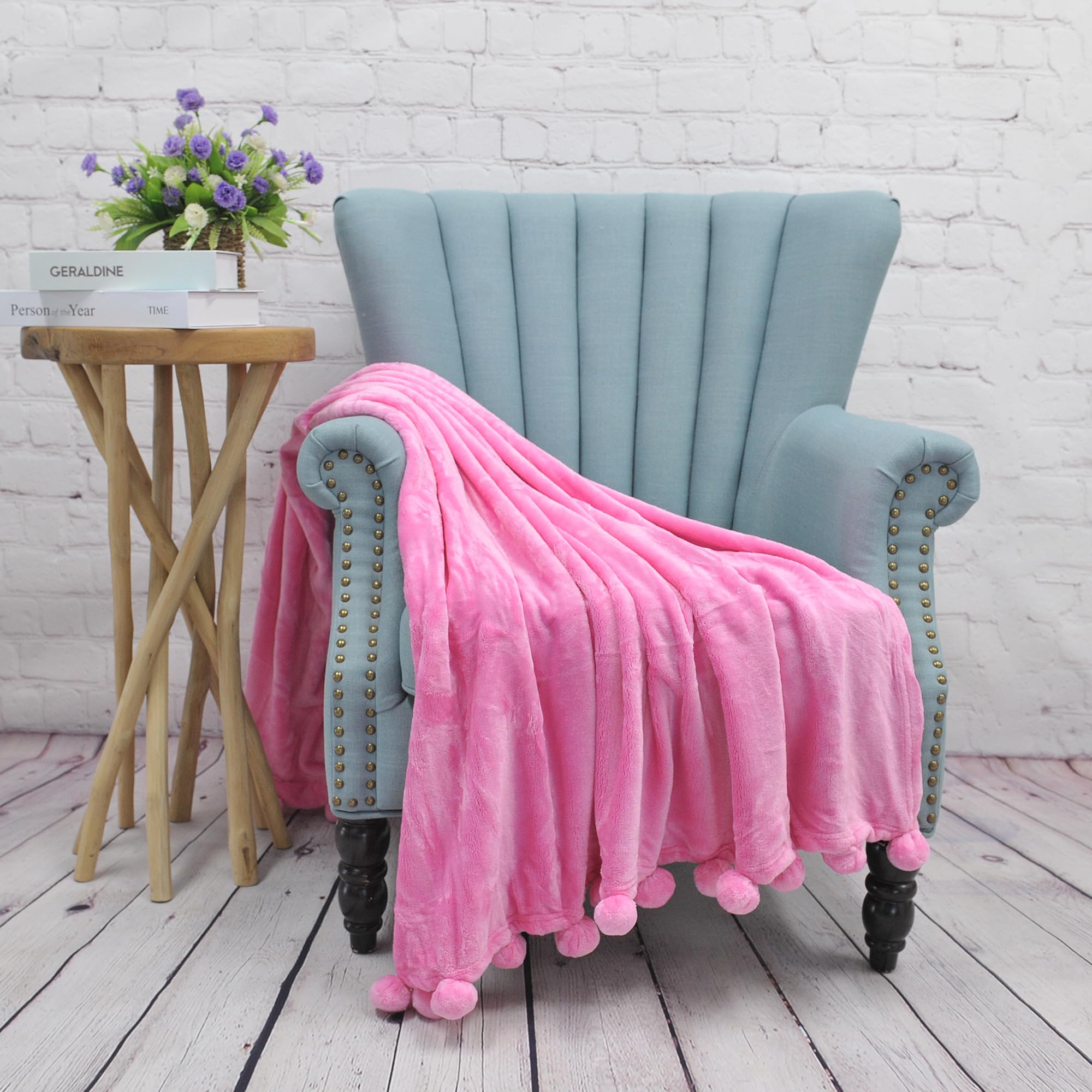 Soft Fluffy Pom Pom Throw Blanket - 60