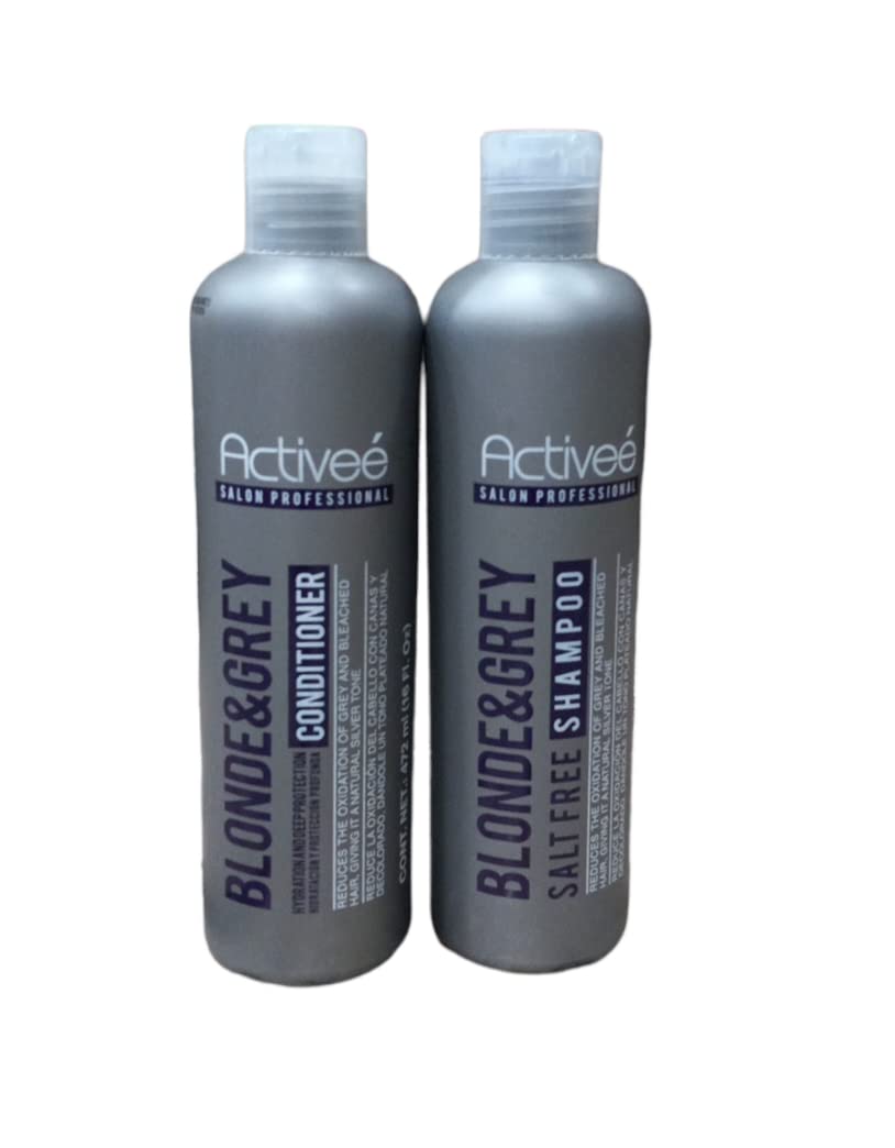 Set Activee Blonde & Grey Shampoo & Conditioner Set - 16 oz for Color-Treated Hair | Perfect for Salon-Quality Blonde & Silver Hair Care at Home