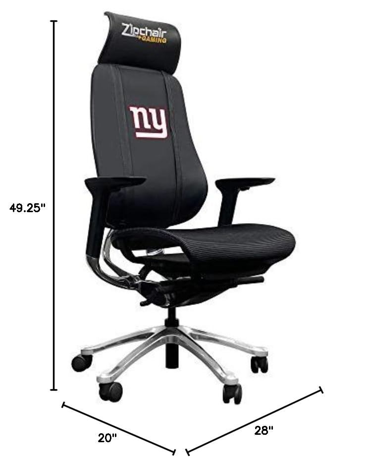 PhantomX Black Mesh Gaming Chair with New York Giants Logo - Ergonomic Office Chair for Gamers & Sports Fans - Perfect for Esports, Streaming & Home Office Setup