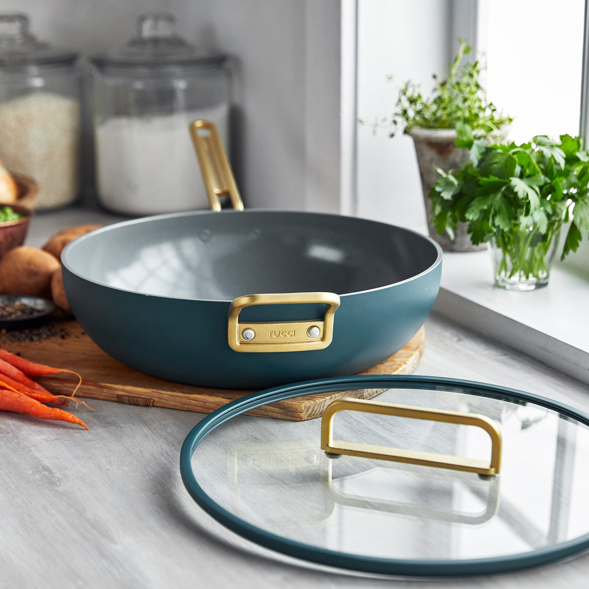 Stanley Tucci™ Ceramic Nonstick 6.5 Quart Essential Stanley Pan - Venetian Teal | Non-Toxic Cookware for Healthy Cooking | Perfect for Sautéing, Frying & Baking