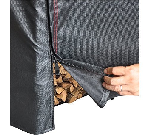 Heavy Duty Firewood Vinyl Log Rack Cover 4' - Durable Black Outdoor Wood Storage for Fireplace, Patio, and Backyard