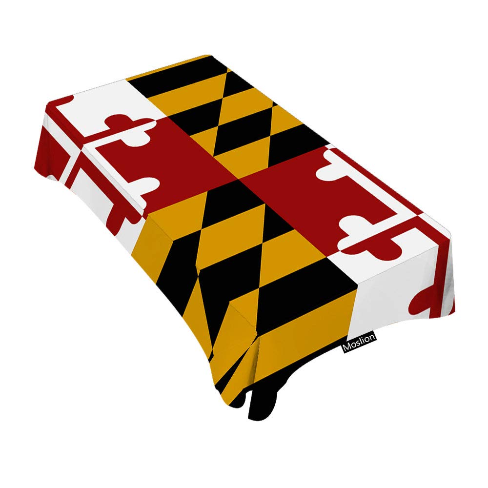 Maryland State Flag Tablecloth 60x104 Inches - Decorative Rectangle Table Cover for Dining, BBQ, Picnic, Coffee Table - Patriotic Outdoor & Indoor Use for Parties, Events, and Home Decor