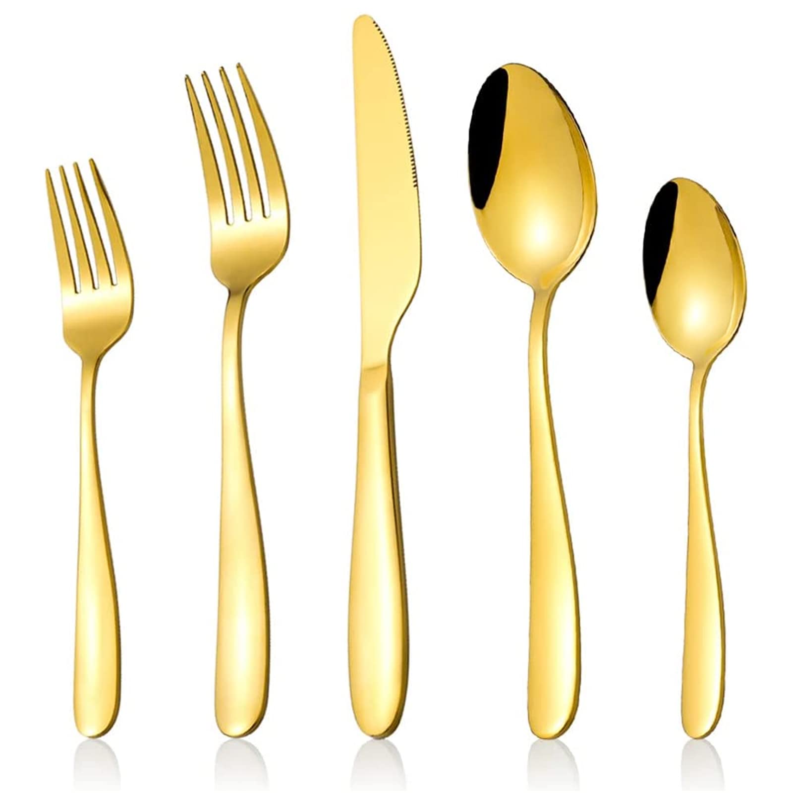 60-Piece Gold Silverware Set, CXJY Premium Stainless Steel Flatware Set Service for 12 - Titanium Gold Plated Cutlery Set with Spoons, Forks & Knives - Mirror Polished, Dishwasher Safe - Perfect for Weddings, Dinner Parties & Luxury Dining