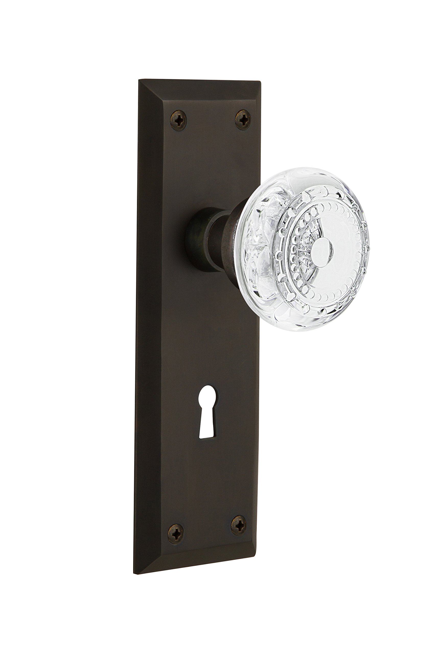 Nostalgic Warehouse 752045 New York Plate - Surface Mounted Oil-Rubbed Bronze Door Hardware for Vintage Home Decor | Perfect for Entryways, Bedrooms & Office Doors