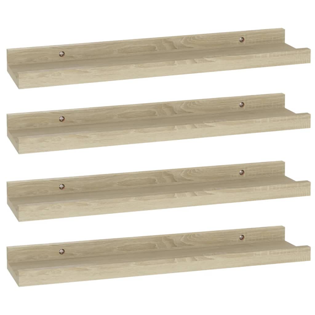 4-Pack Floating Wall Shelves - Sonoma Oak 15.7