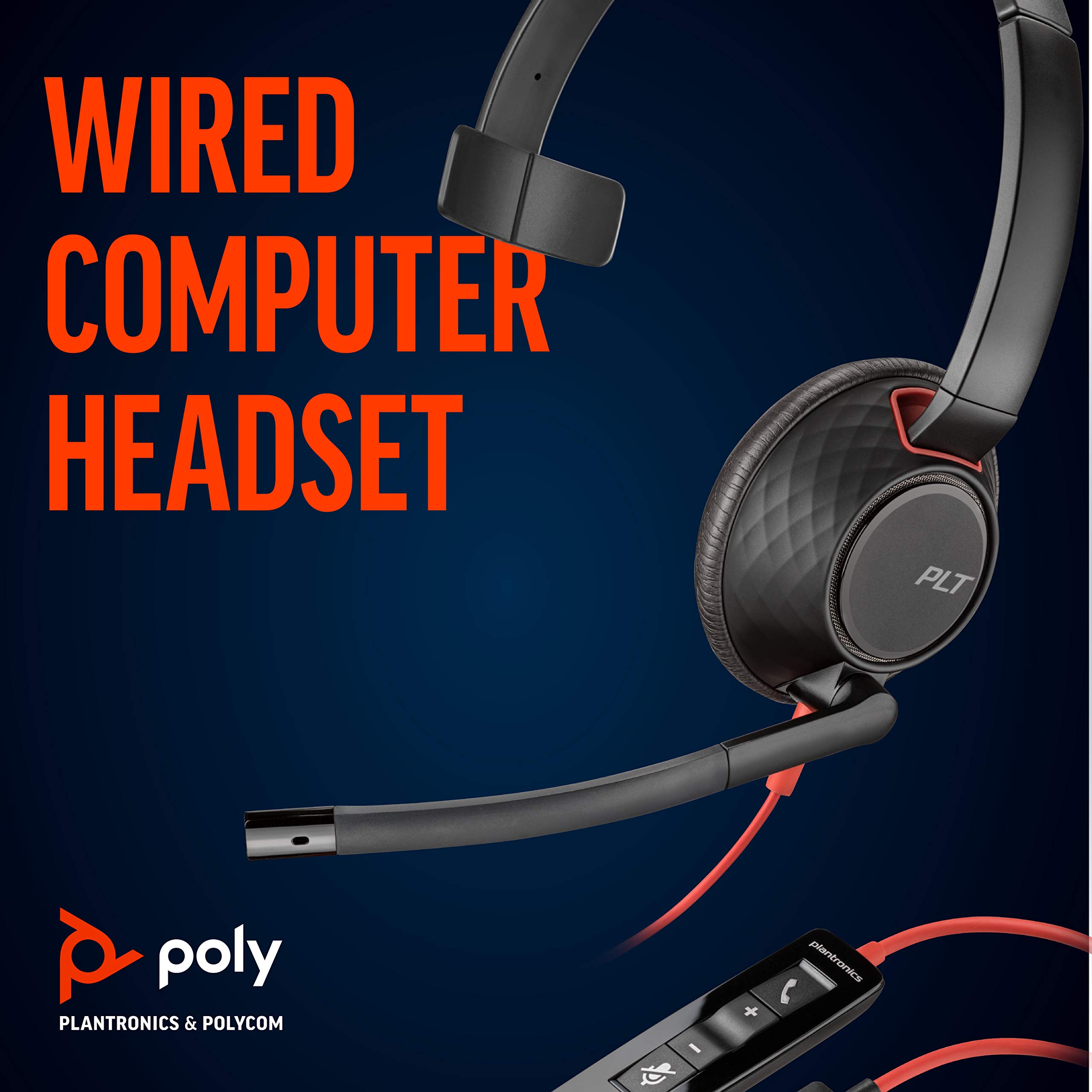 Plantronics Blackwire C5210 Wired Single Ear (Monaural) Headset with Boom Mic - USB-C & 3.5mm Computer Headset for PC, Mac, Tablet & Phone - Perfect for Call Centers, Office Work & Remote Meetings