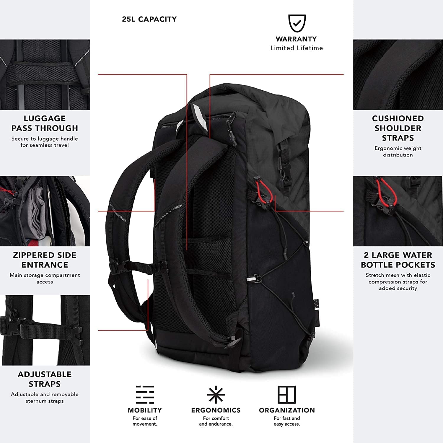 OGIO Fuse 25L Roll Top Lightweight Backpack - Waterproof Travel & Hiking Daypack for Men & Women - Perfect for Commuting, Gym & Outdoor Adventures