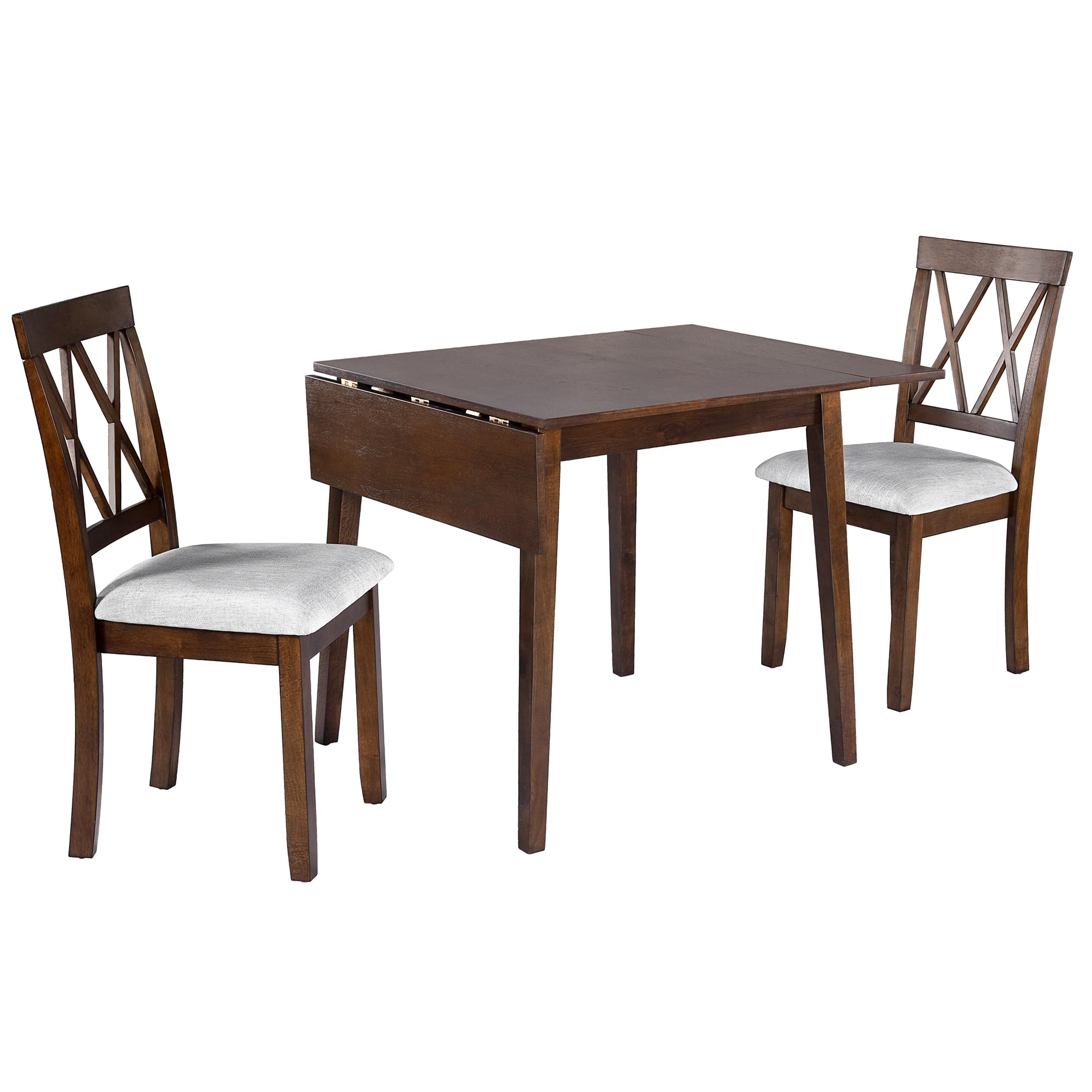 P PURLOVE 5-Piece Stackable Bistro Dining Set for 4 - Wood Drop Leaf Table & 4 Chairs - Space Saving Kitchen & Small Apartment Furniture for Breakfast Nook, Balcony, or Outdoor Cafe Style Dining