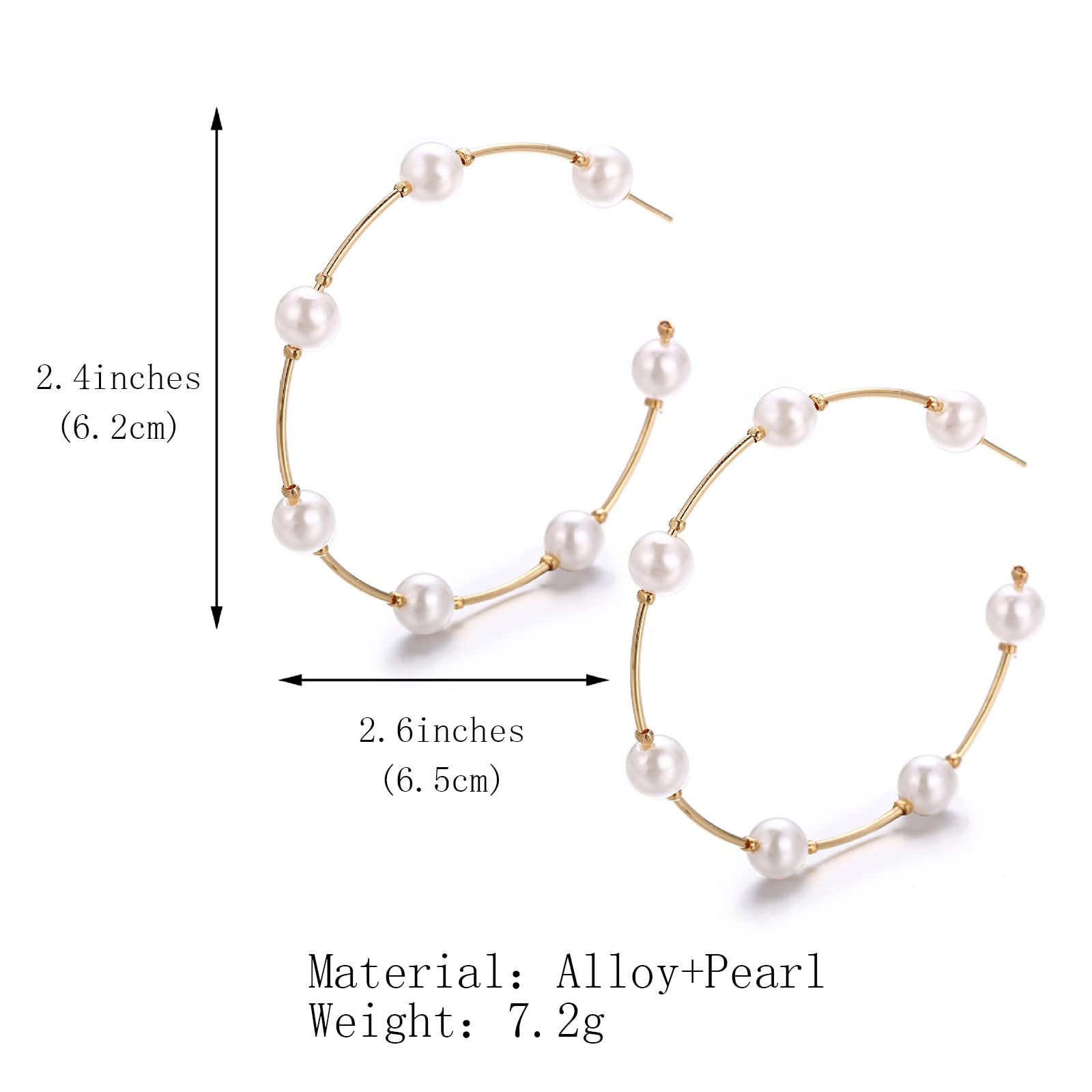 Olbye Pearl Earrings - 18K Gold Plated Geometric Drop Hoop Earrings with Beaded Charm for Women & Girls | Perfect for Weddings, Parties & Everyday Wear