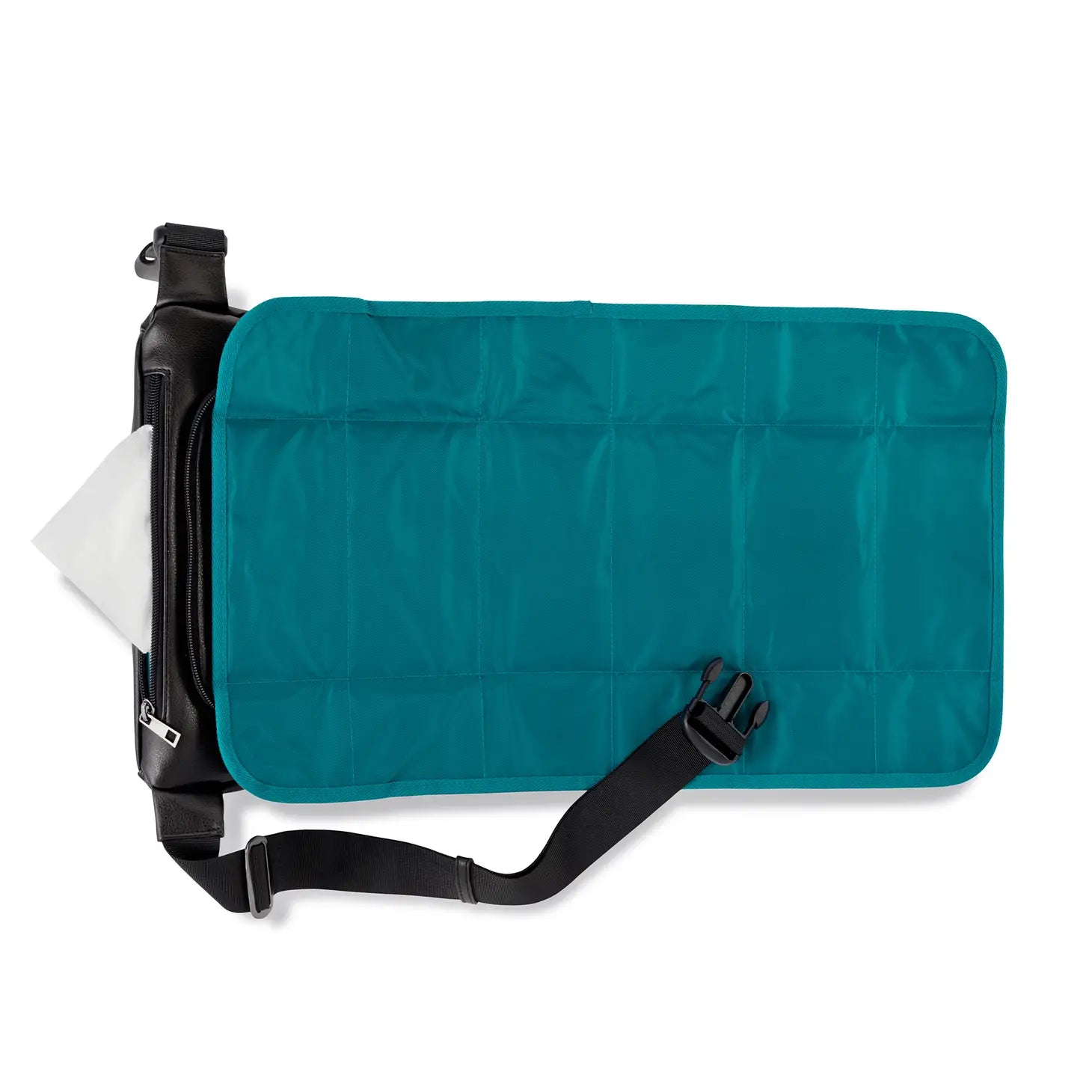 Kibou Vegan Leather Diaper Belt Bag - Black | Hands-Free Diaper Changing for Parents on the Go | Perfect for Travel, Walks, and Outdoor Adventures