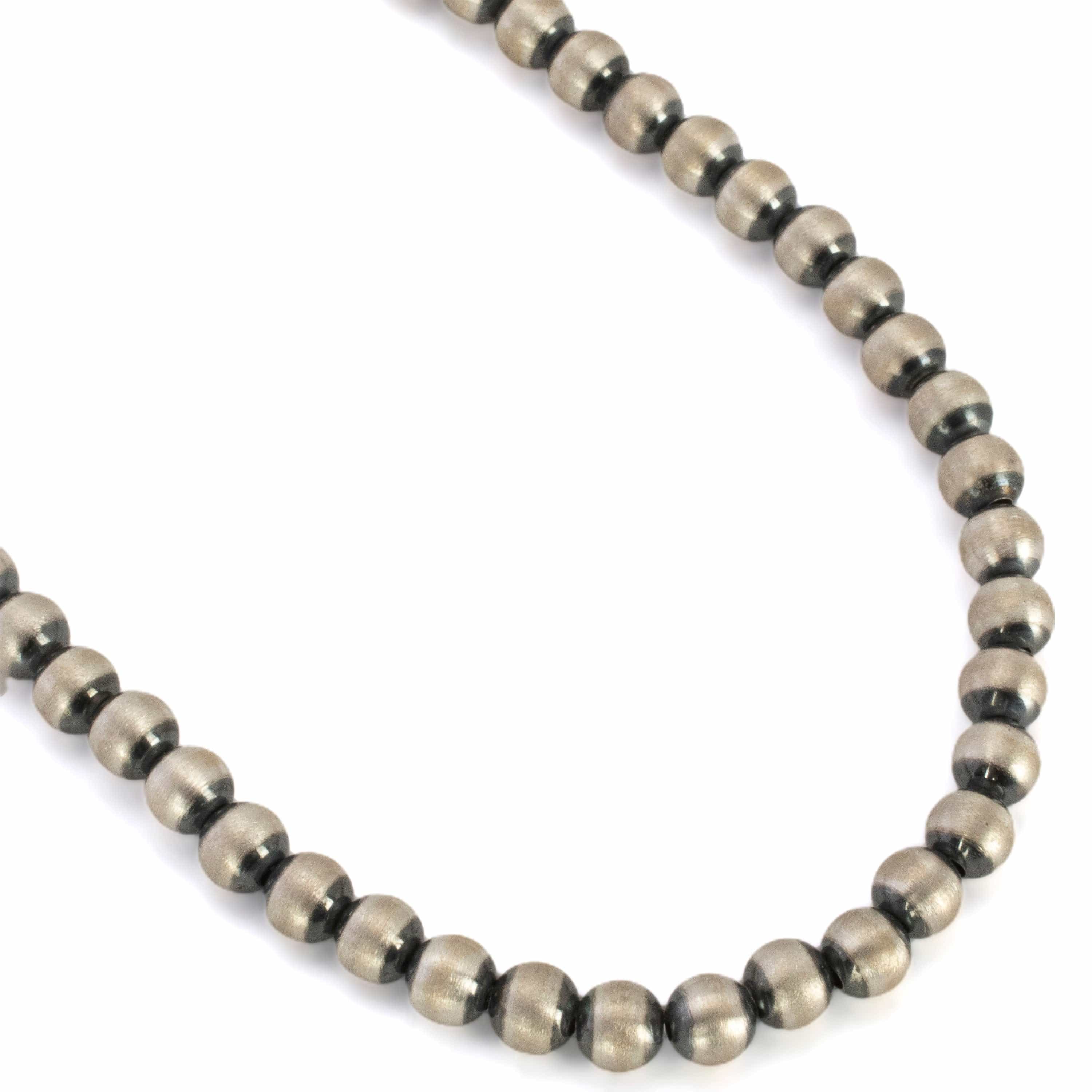 16 Single Strand 4mm Navajo Pearl Genuine 925 Sterling Silver Necklace with 2 Extender Chains | Handmade Native American Jewelry | Perfect for Boho, Southwest & Festival Fashion