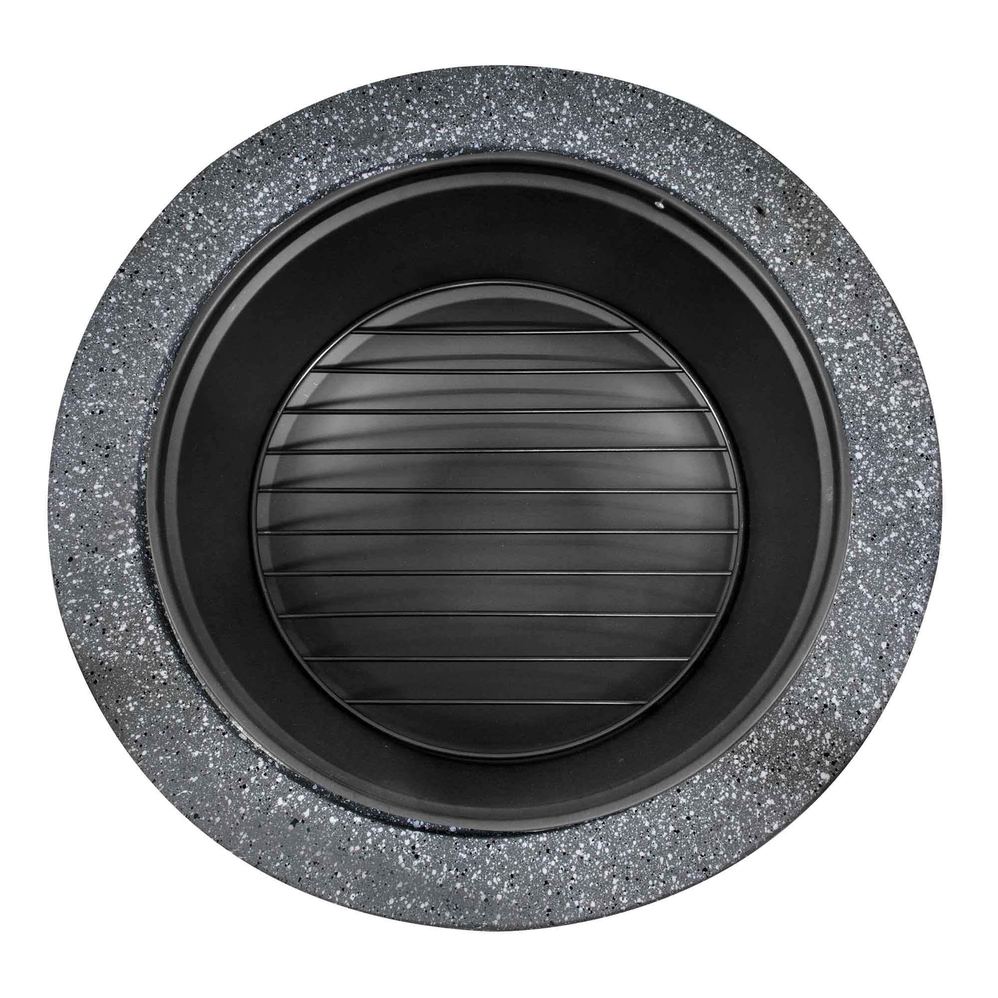 Round 75cm Magnesium Oxide Fire Pit with BBQ Grill & Safety Mesh Screen - Dark Grey DG191 for Outdoor Camping, Backyard Gatherings & Patio Relaxation