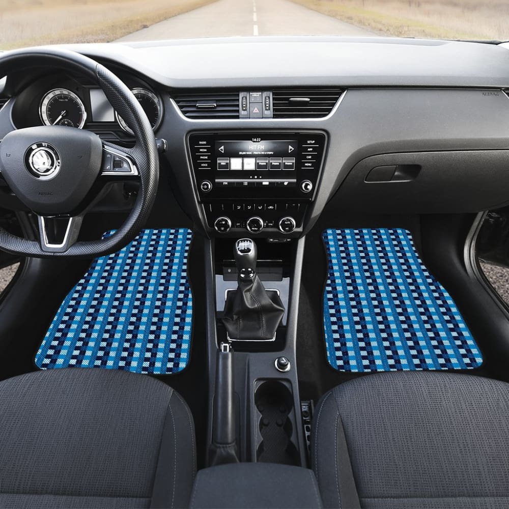 Premium Blue Checked Buffalo Plaid Car Floor Mats - All-Weather Protection, Non-Slip Grip, Universal Fit for Cars, Trucks & SUVs - Perfect for Winter, Road Trips & Daily Commute