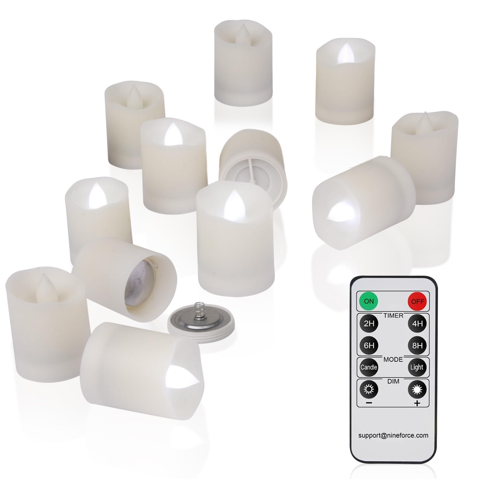 Flameless LED Tea Light Candles with Remote & Timer - Realistic Flickering Votive Candles, Battery Operated (200 Hours) - Set of 12 White Fake Candles for Holiday Decor, Wedding Centerpieces & Romantic Ambiance - 1.8