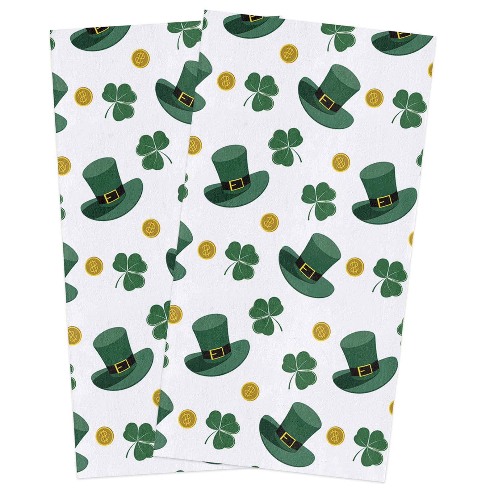 Happy St. Patrick's Day Kitchen Towels Set of 2 - 16x28 Inch Soft Cotton Dish Cloths, Tea Towels & Bar Towels for Cooking, Cleaning & Decor - Perfect for Irish-Themed Parties & Home Kitchen Use