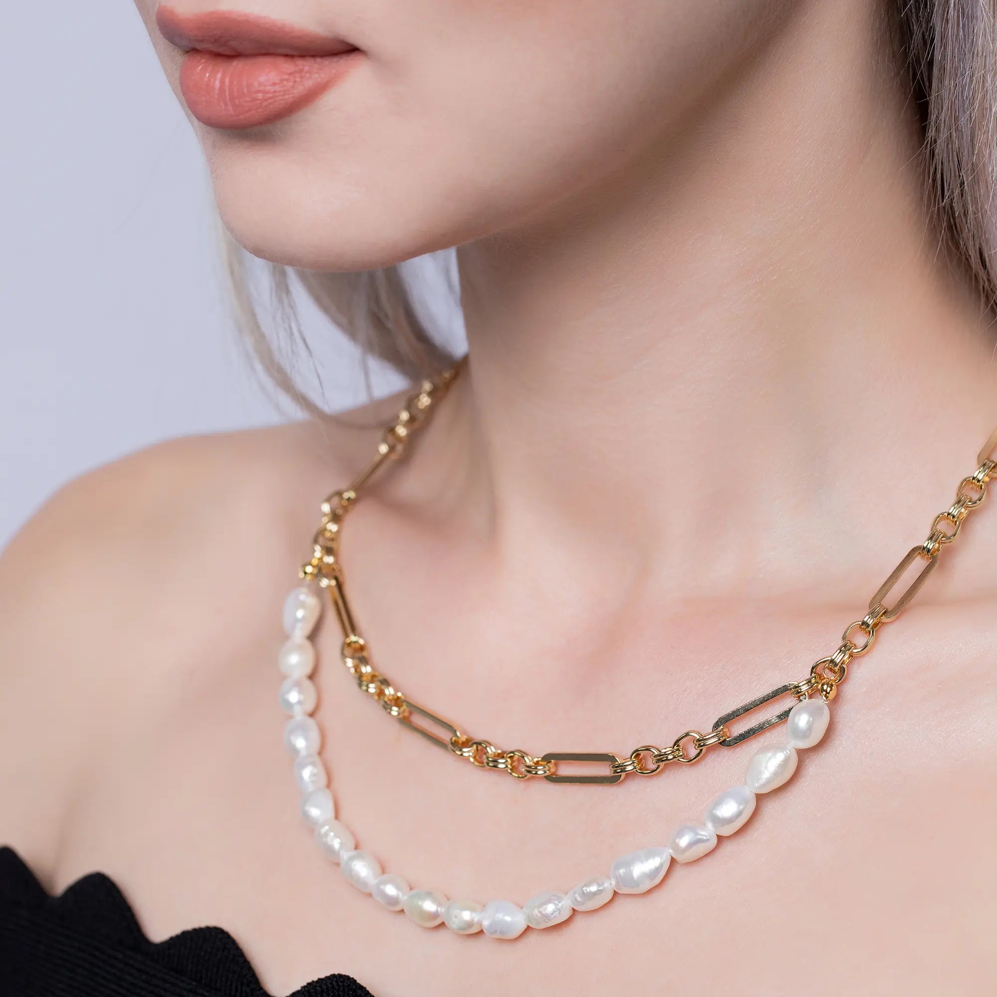 Elegant Gold Chain Pearl Necklace for Women - 18K Gold Plated Freshwater Pearl Jewelry - Perfect for Weddings, Parties & Special Occasions