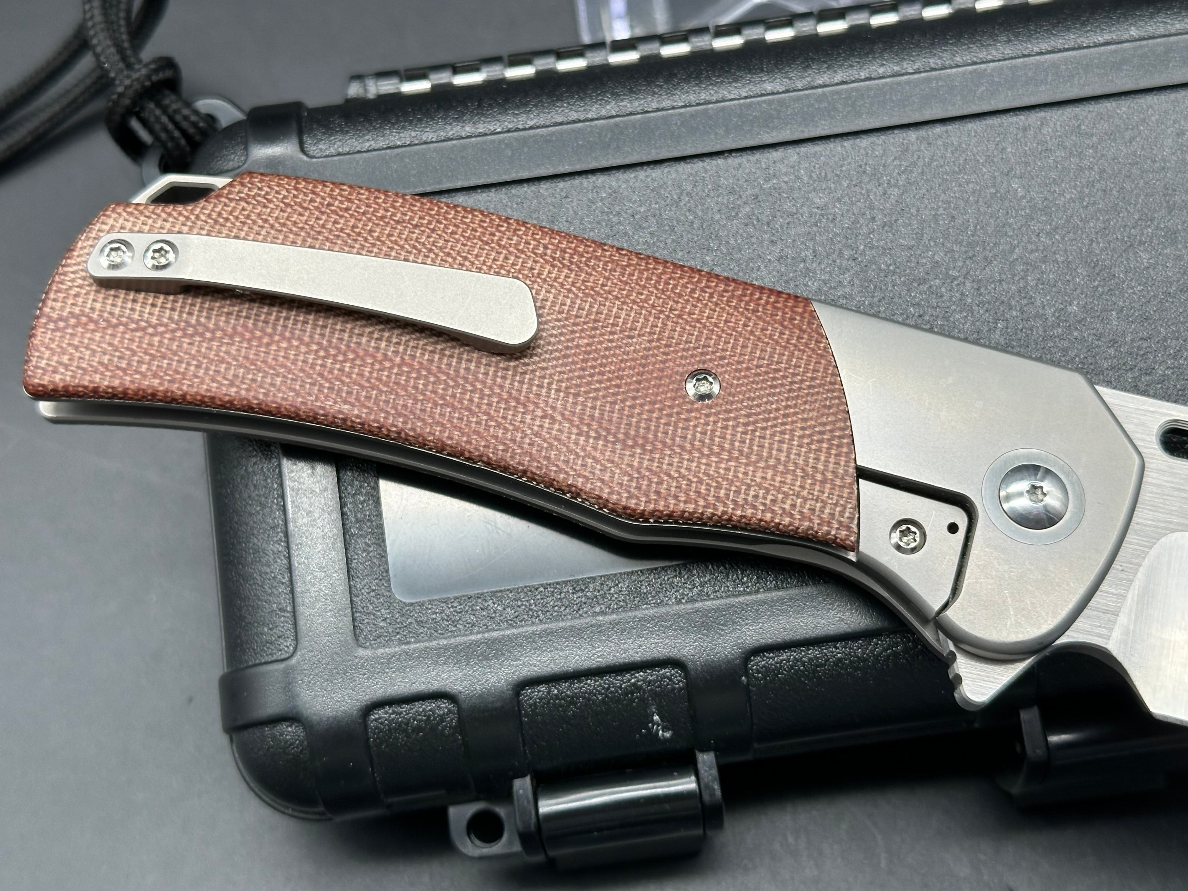 Renegade Gungnir Titanium Folding Knife with Micarta Handle - Premium M390 Steel Blade for Outdoor, Camping, and EDC Use