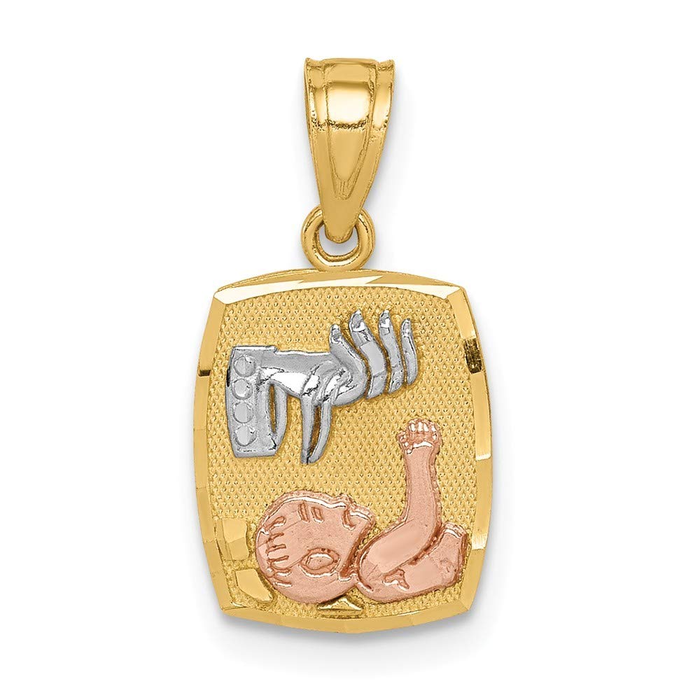 14K Two-Tone White Rhodium Baptism Pendant Necklace for Women - Elegant Religious Jewelry Gift for Christening, First Communion & Special Occasions
