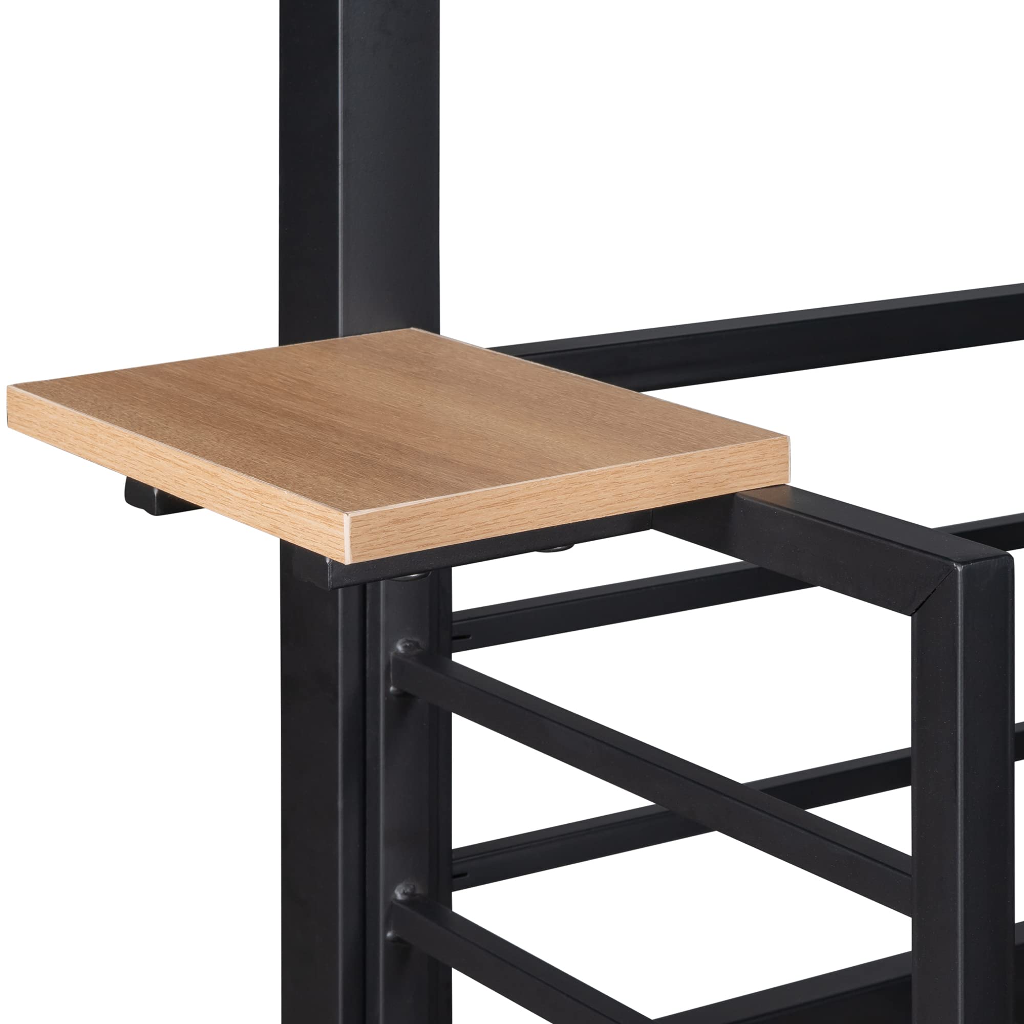 SOFTSEA Twin Over Twin Metal Bunk Bed with Slide for Kids, Teens & Toddlers - Sturdy Floor House Bunk Bed, No Box Spring Needed (Black Frame & Black Slide) - Perfect for Small Bedrooms, Shared Kids' Rooms & Sleepovers