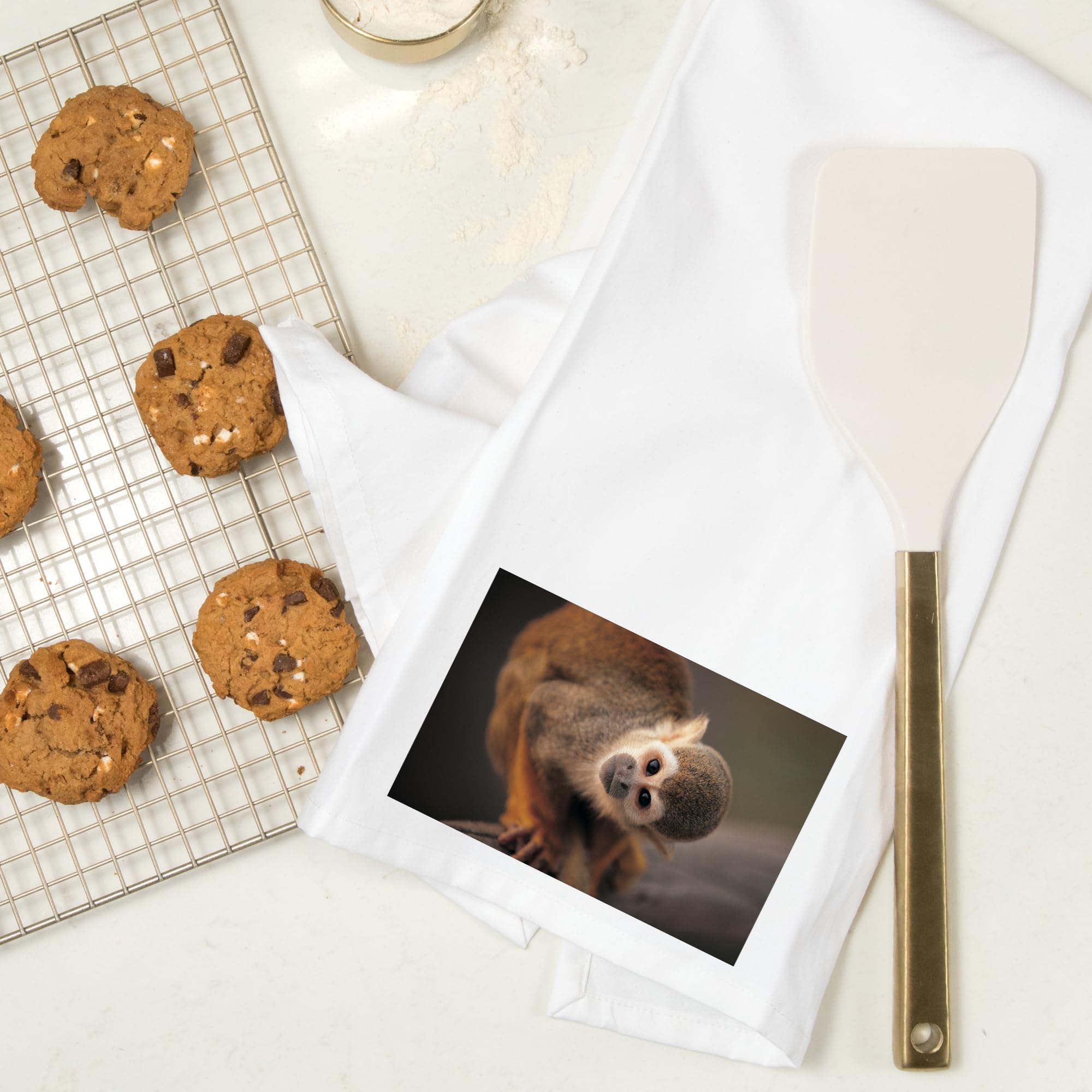 Lantern Press Squirrel Monkey 100% Cotton Tea Towel - Decorative Hand Towel for Kitchen & Home Decor - Perfect for Dish Drying, Gift Giving, and Farmhouse Style Decor