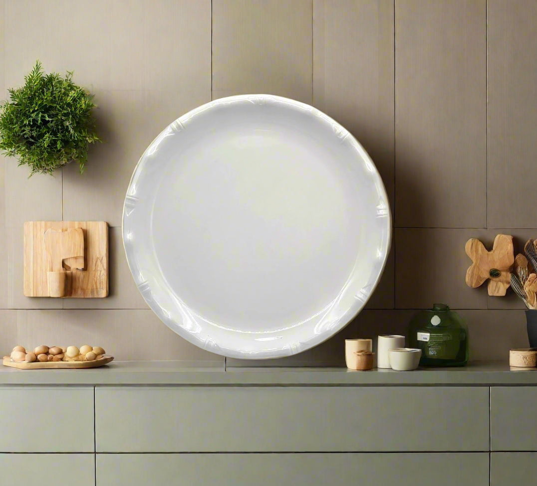 12-Pack White Melamine Platters - Durable & Lightweight Serving Dishes for Parties, Picnics, and Outdoor Dining