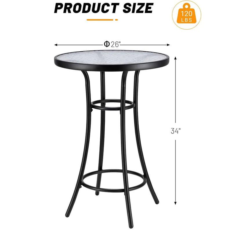 Tempered Glass Metal Outdoor Patio Dining Table - Perfect for Backyard, Garden, and Poolside Gatherings