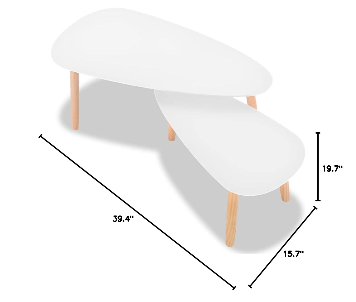 CHARMMA 2-Piece Solid Pinewood Coffee Table Set in White - Perfect for Living Room, Lounge & Home Decor